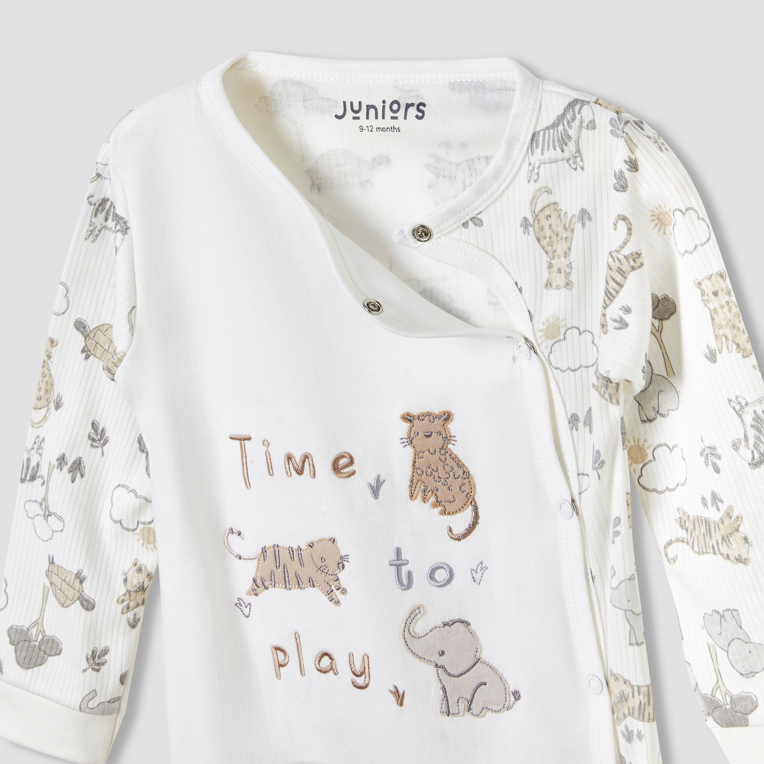 بدلة نوم قطن بياقة مستديرة وأكمام طويلة وطبعات من جونيورز-baby-boys-clothing-nightwear-sleepsuits-image-3
