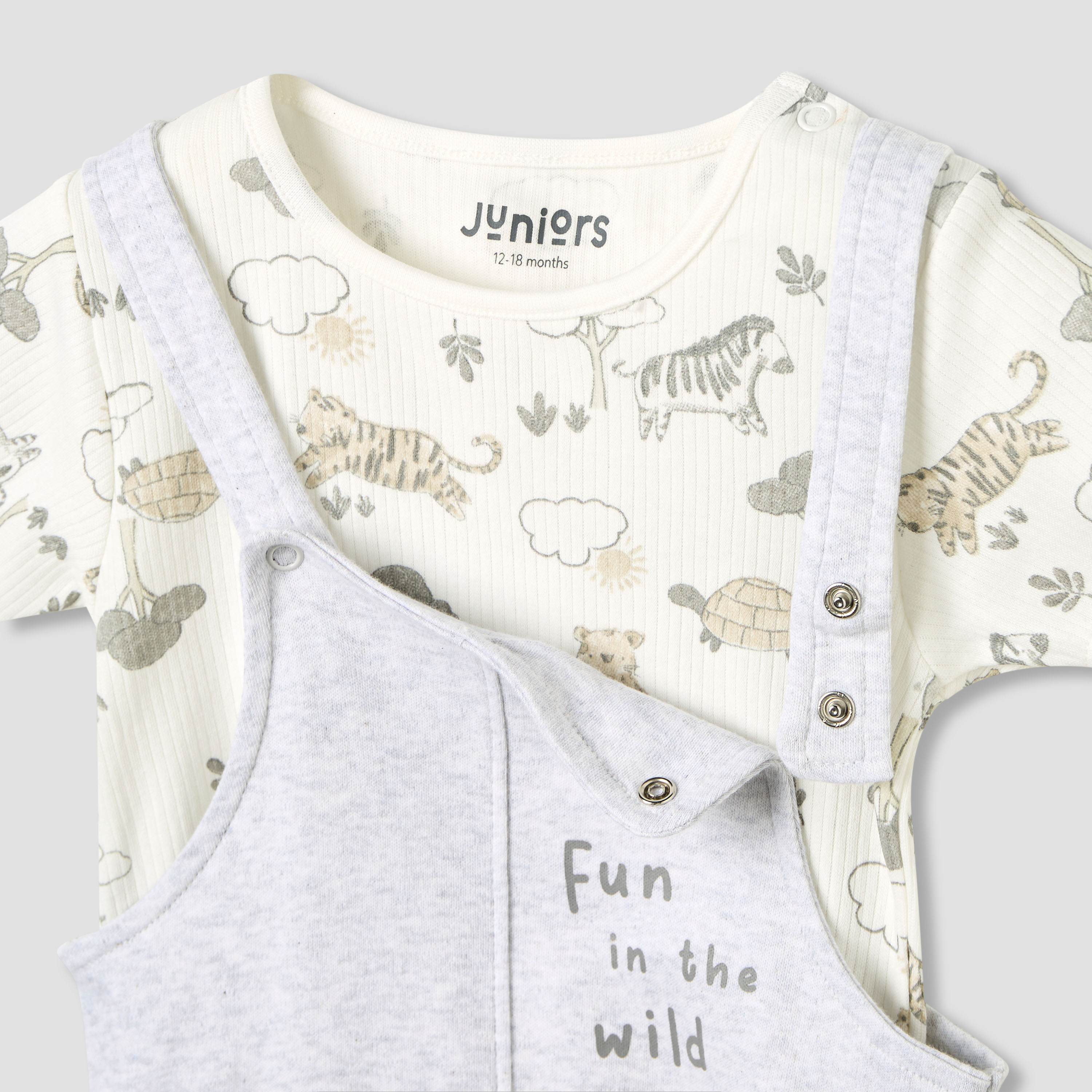 Juniors Boys Dungaree and T-shirt Set with Snap Button Closure - Cotton - Short Sleeve - Round Neck-baby-boys-clothing-setsandcoords-image-4