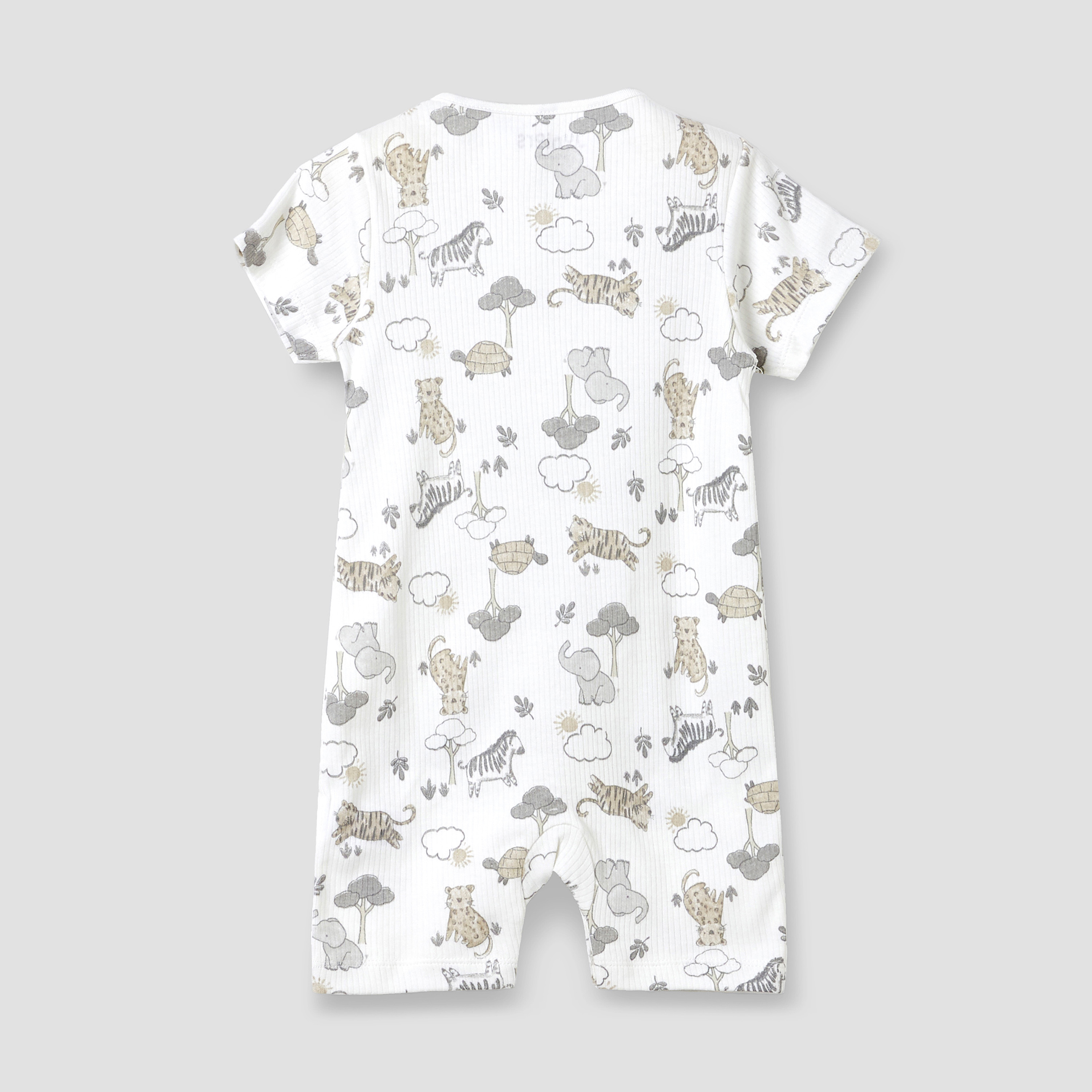 أفرول قطن بياقة ضيقة وأكمام قصيرة وطبعات حيوانات من جونيورز-baby-boys-clothing-rompers-image-4