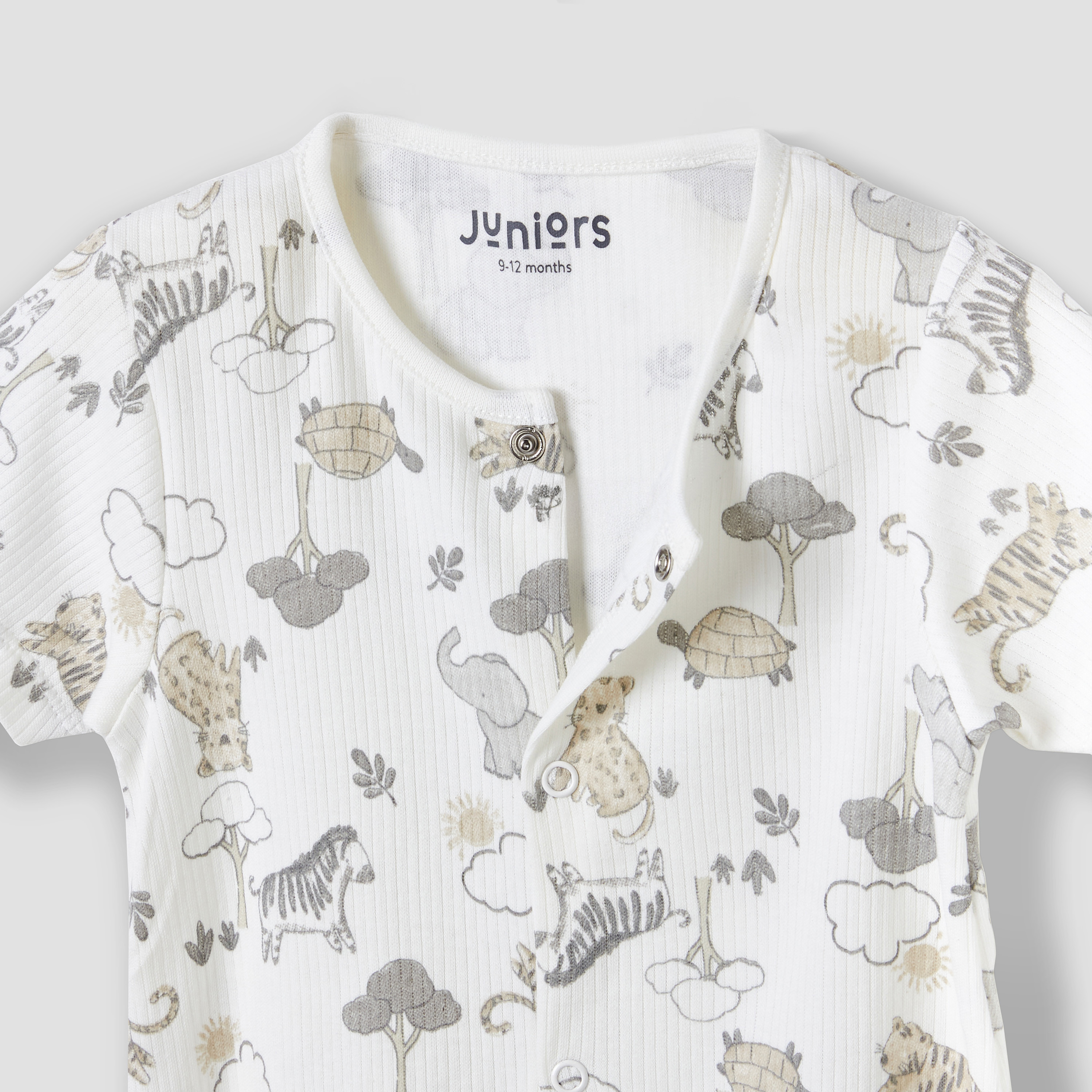 أفرول قطن بياقة ضيقة وأكمام قصيرة وطبعات حيوانات من جونيورز-baby-boys-clothing-rompers-image-3