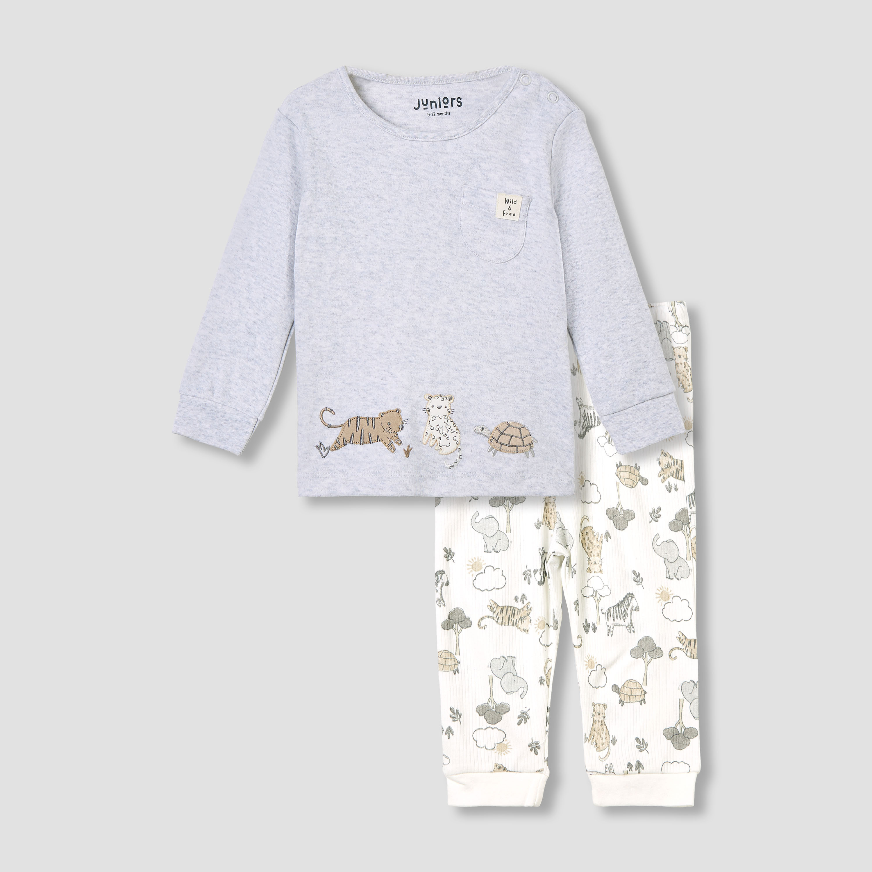Juniors Pyjama Set with Safari Print - Cotton - Long Sleeves - Round Neck-baby-boys-clothing-nightwear-pyjamasets-image-1