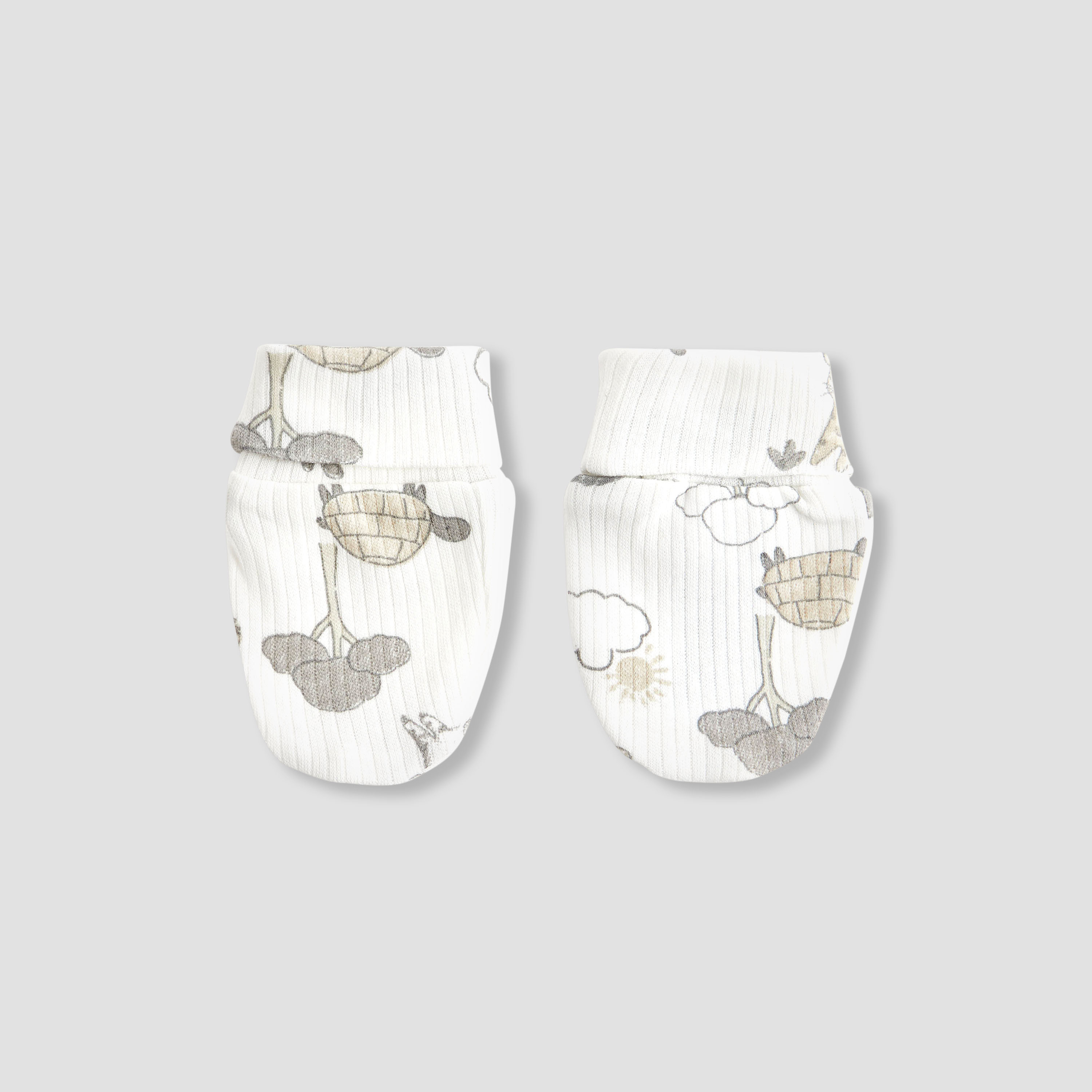 Juniors Baby Mittens with Safari Print - 0-36 Months - White-baby-boys-accessories-mittens-image-1