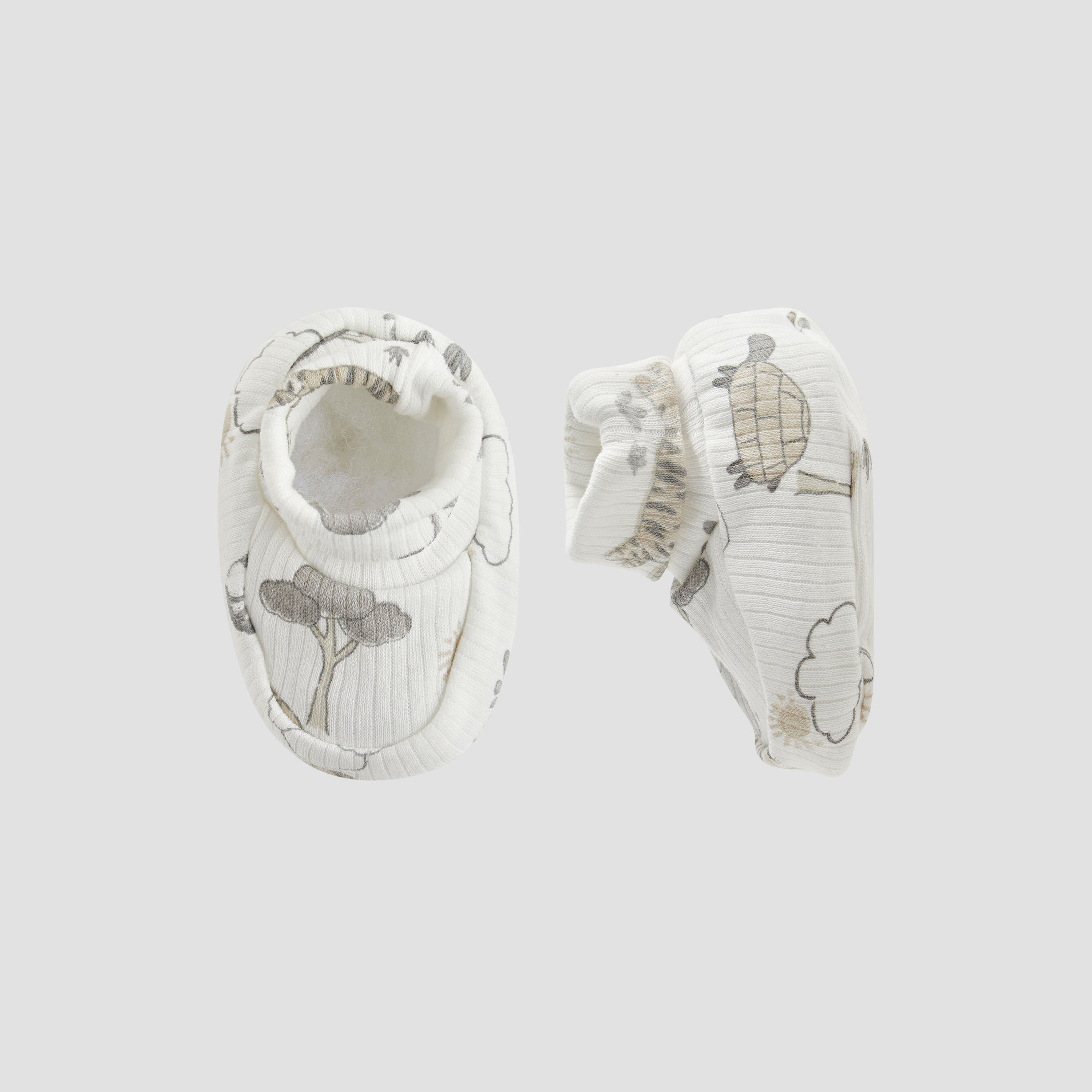 Juniors Boys Booties with Safari Print - Cotton-baby-boys-shoes-booties-image-1