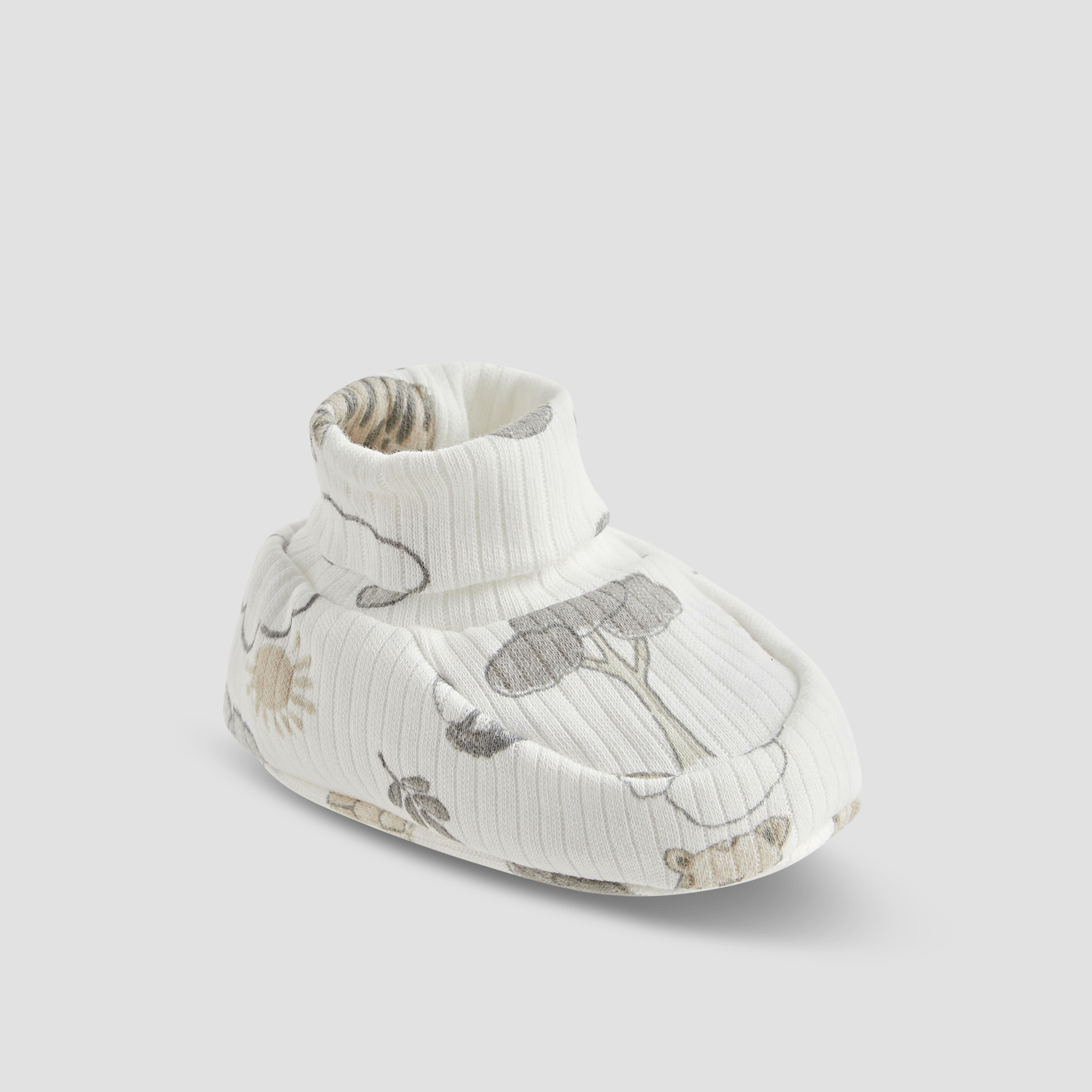 Juniors Boys Booties with Safari Print - Cotton-baby-boys-shoes-booties-image-2