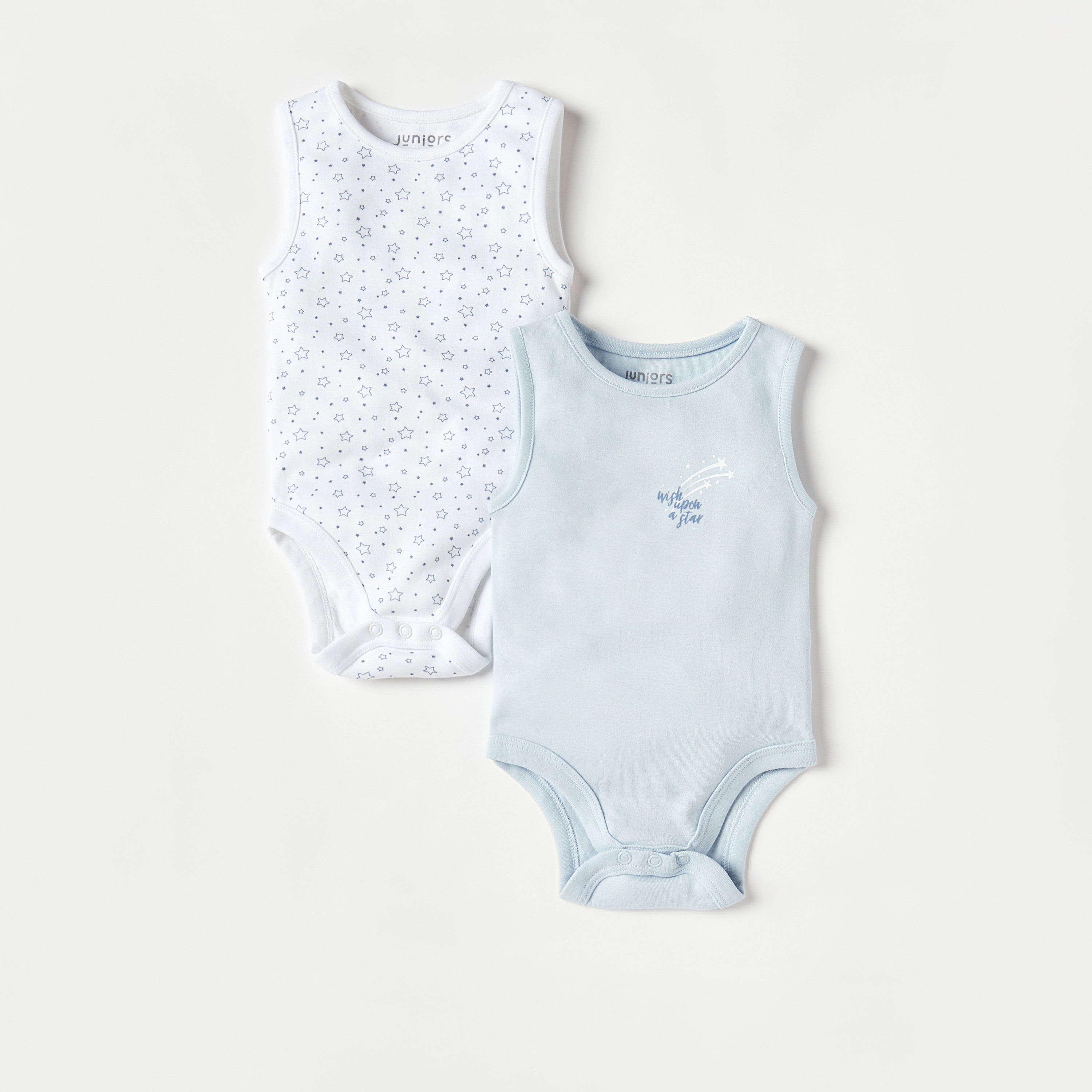 Juniors Star Print Sleeveless Cotton Bodysuit - Set of 2-baby-boys-clothing-bodysuits-image-1