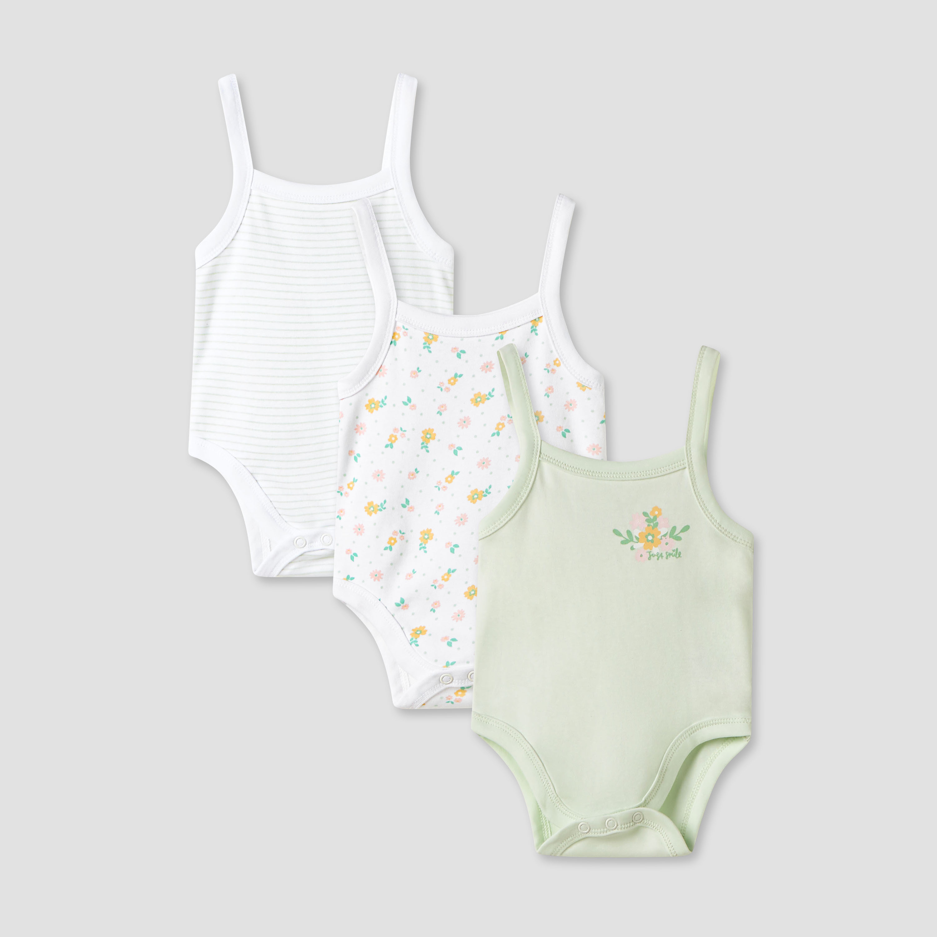 Juniors Printed Strappy Bodysuit - Set of 3-baby-girls-clothing-bodysuits-image-1