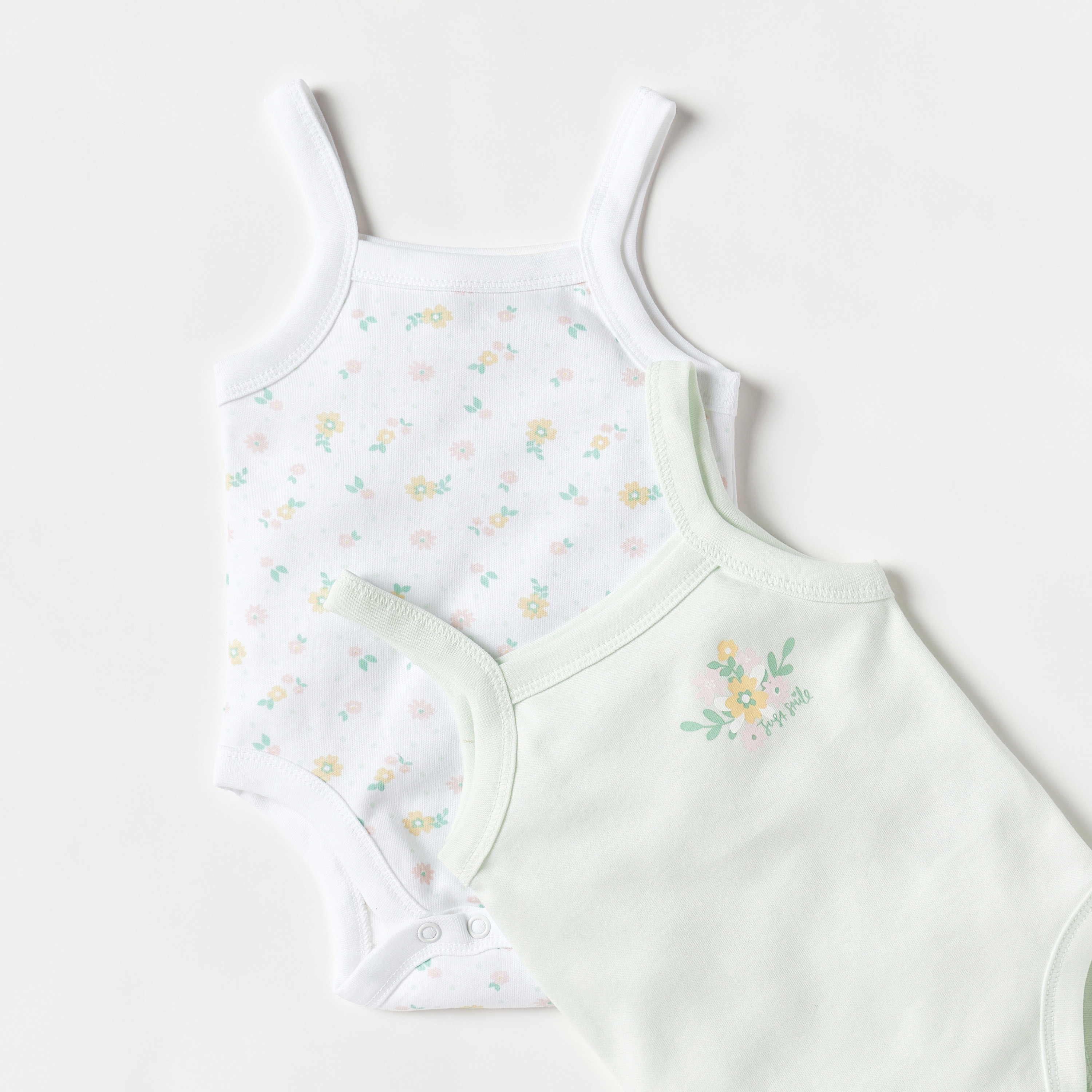 Juniors Floral Print Sleeveless Cotton Bodysuit - Set of 2-baby-girls-clothing-bodysuits-image-4