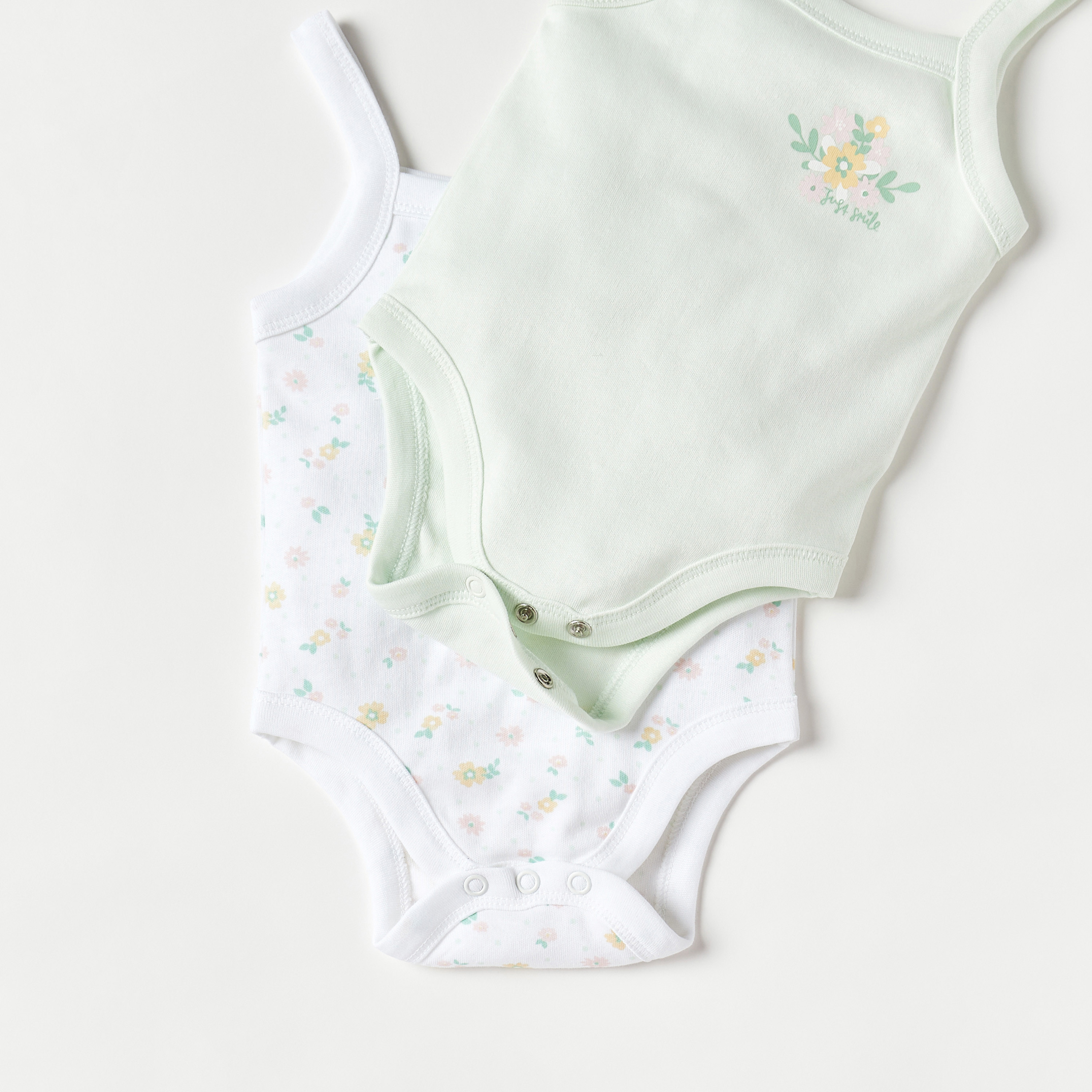 Juniors Floral Print Sleeveless Cotton Bodysuit - Set of 2-baby-girls-clothing-bodysuits-image-5