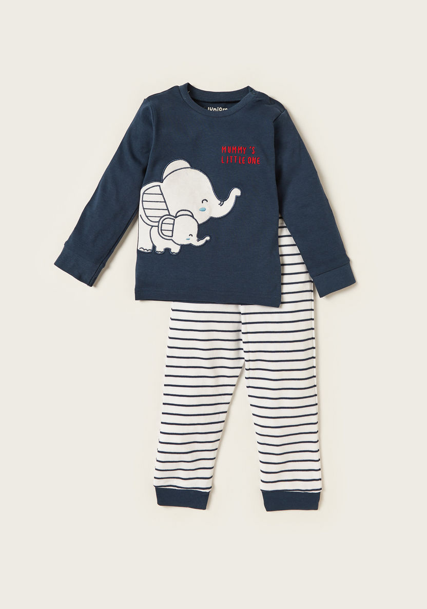 Juniors Printed Round Neck T-shirt and Pyjama Set-Pyjama Sets-image-0