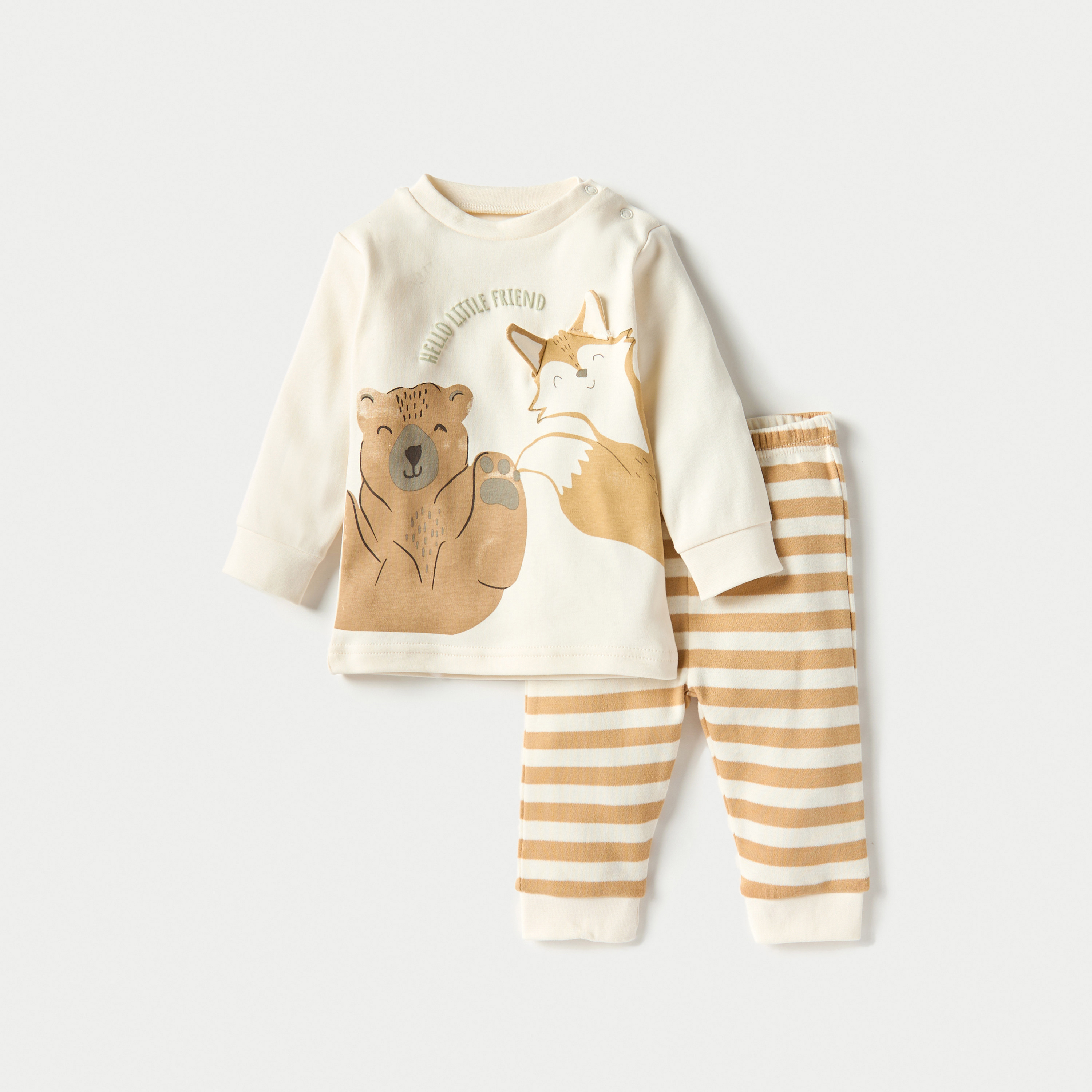 طقم بنطلون بيجاما بخصر مطاطي وتيشيرت بأكمام طويلة وطبعات من جونيورز-baby-boys-clothing-nightwear-pyjamasets-image-1