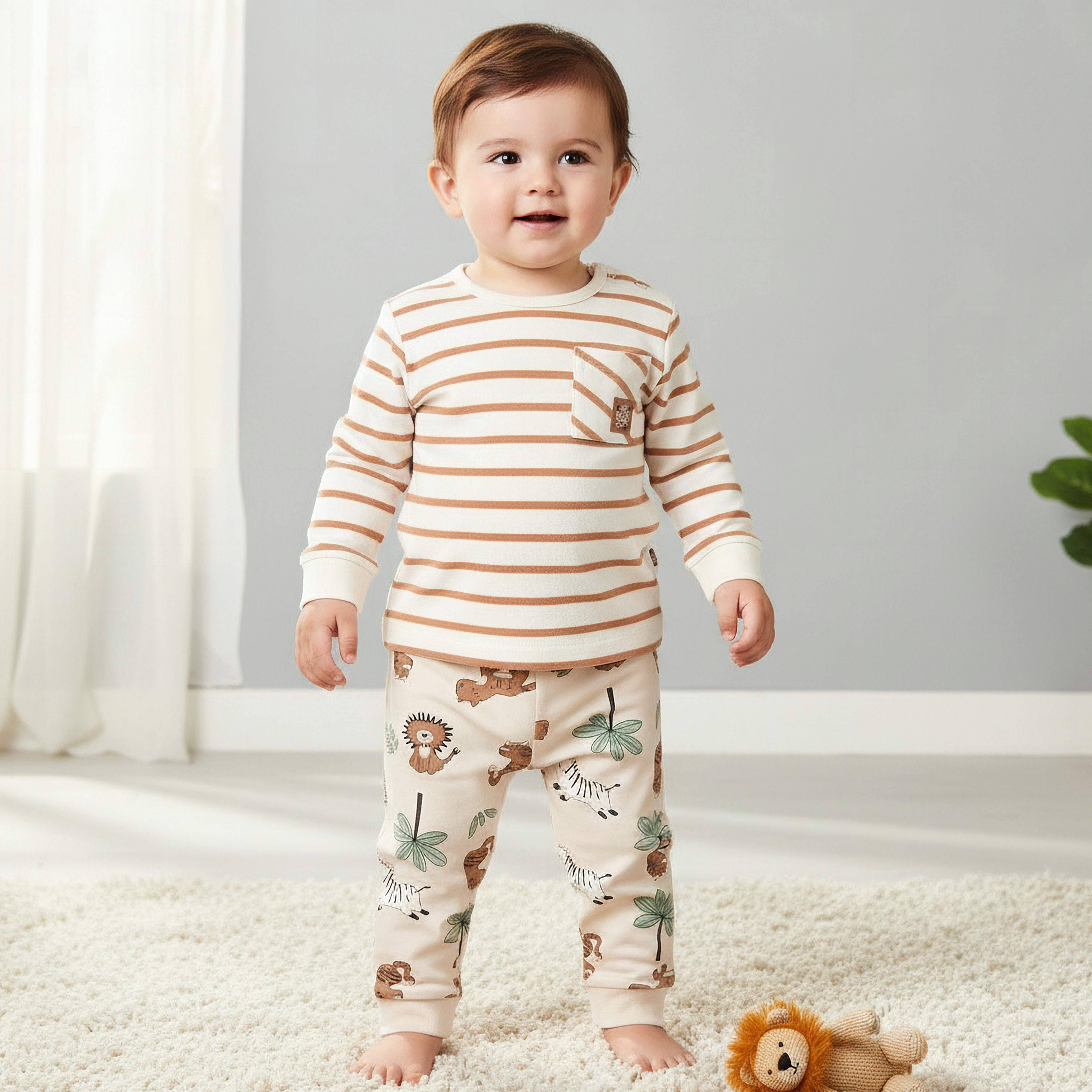 Juniors Cotton Long Sleeves Pyjama Set with Bunny Applique-baby-girls-clothing-nightwear-pyjamasets-image-1