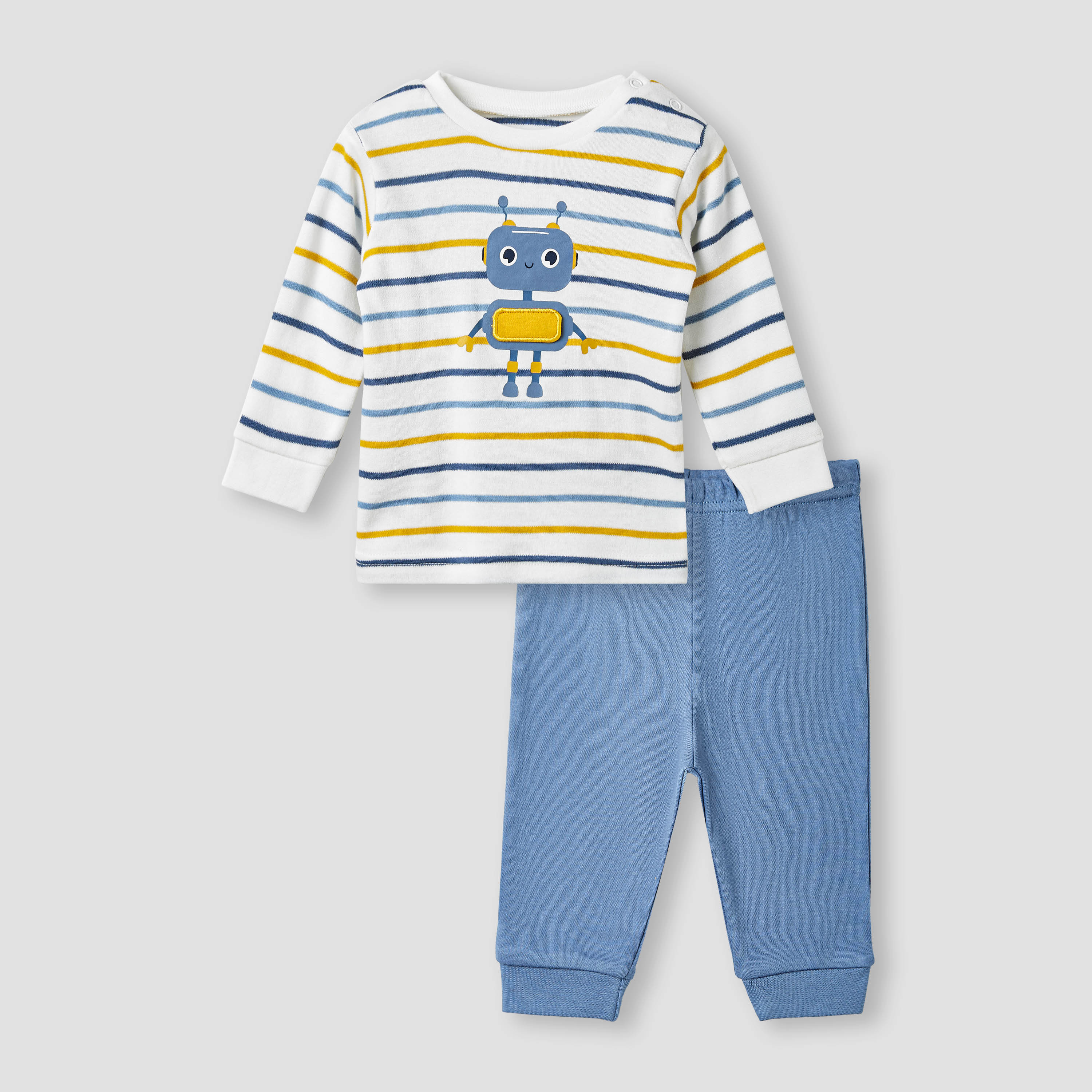 طقم بنطلون بيجاما وتيشيرت بطبعات روبوت من جونيورز-baby-boys-clothing-nightwear-pyjamasets-image-1