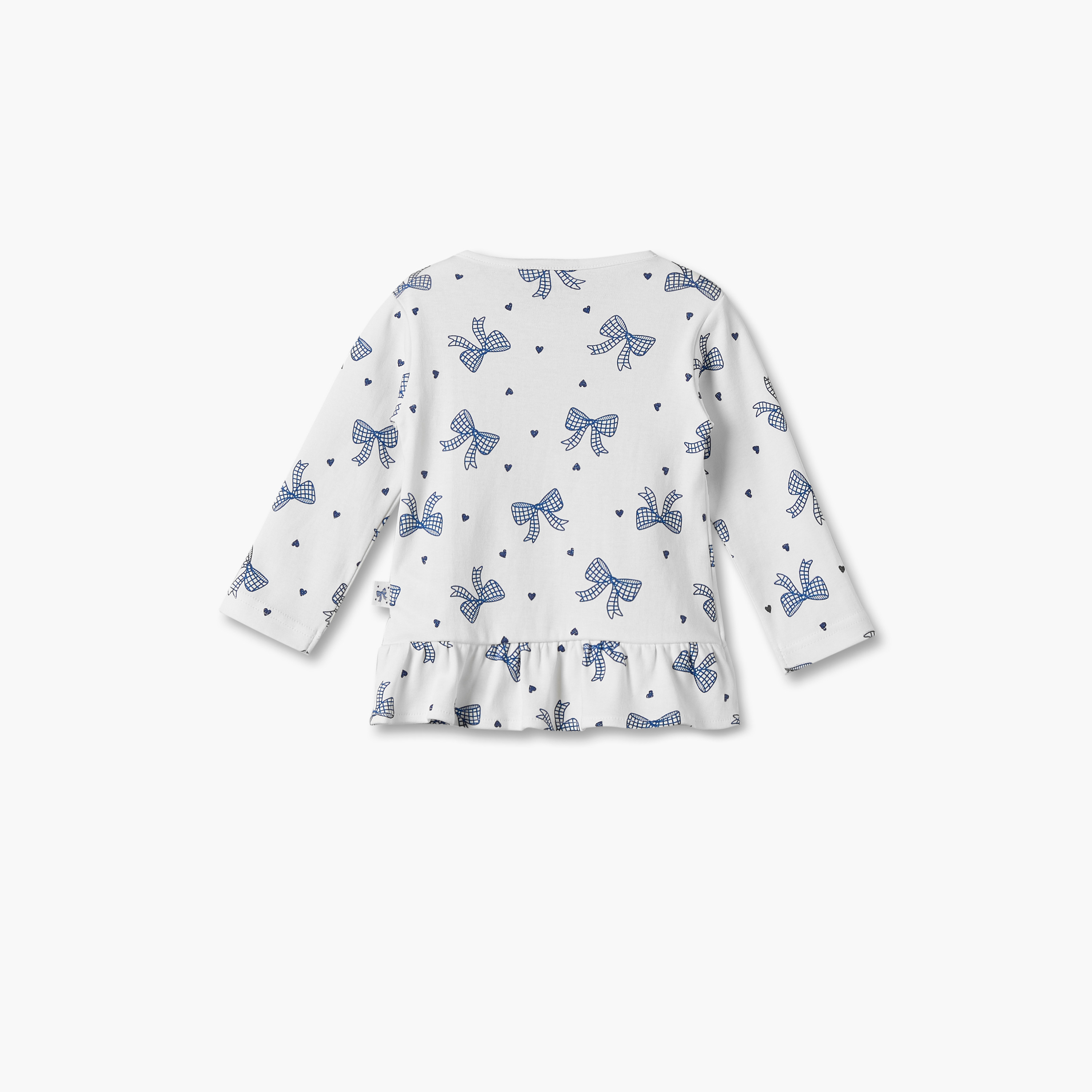 طقم بيجاما قطني بياقة مستديرة وأكمام طويلة بطبعة فيونكة من جونيورز-baby-girls-clothing-nightwear-pyjamasets-image-4