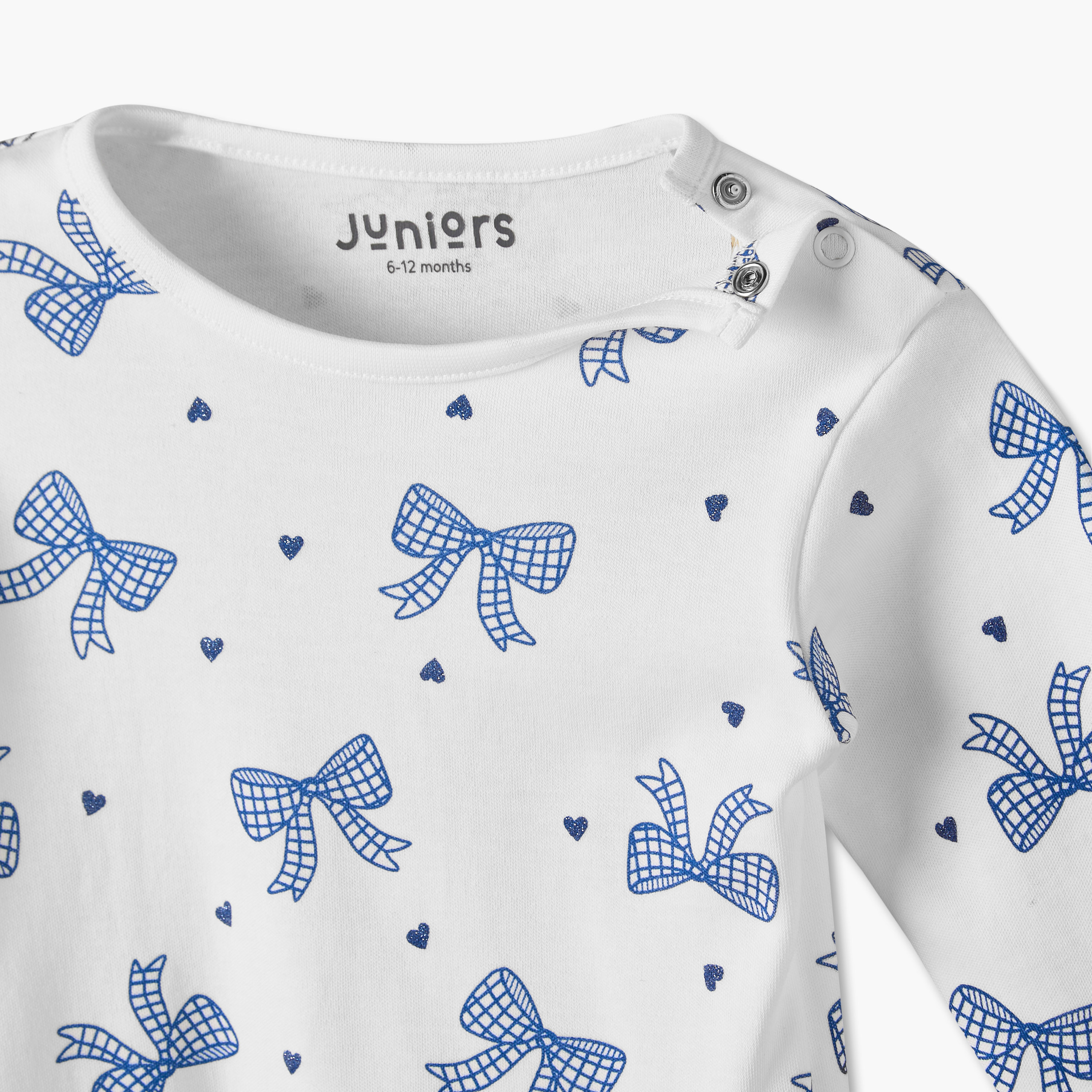 طقم بيجاما قطني بياقة مستديرة وأكمام طويلة بطبعة فيونكة من جونيورز-baby-girls-clothing-nightwear-pyjamasets-image-6