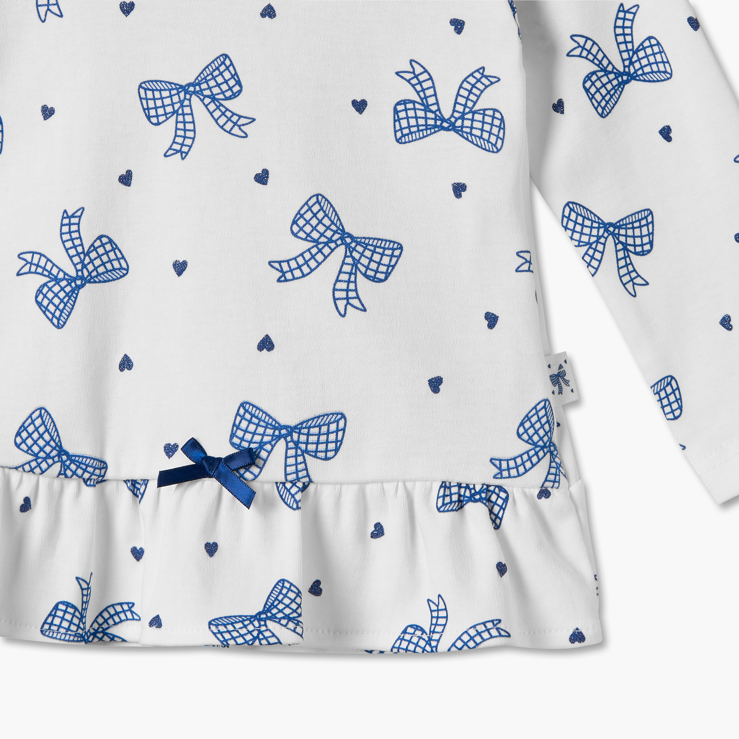 طقم بيجاما قطني بياقة مستديرة وأكمام طويلة بطبعة فيونكة من جونيورز-baby-girls-clothing-nightwear-pyjamasets-image-7