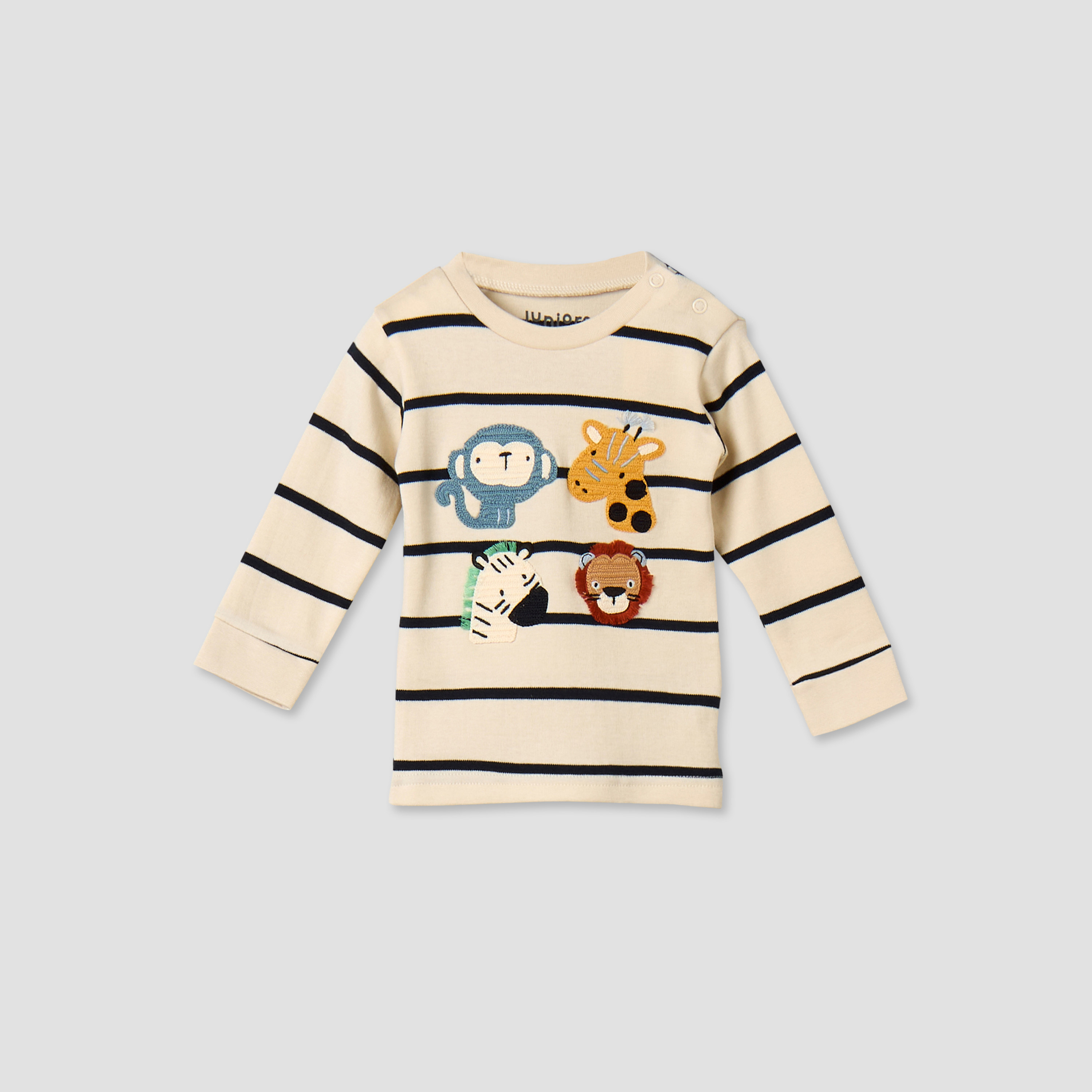 Juniors Cotton Long Sleeves Pyjama Set with Animal Applique-baby-boys-clothing-nightwear-pyjamasets-image-3