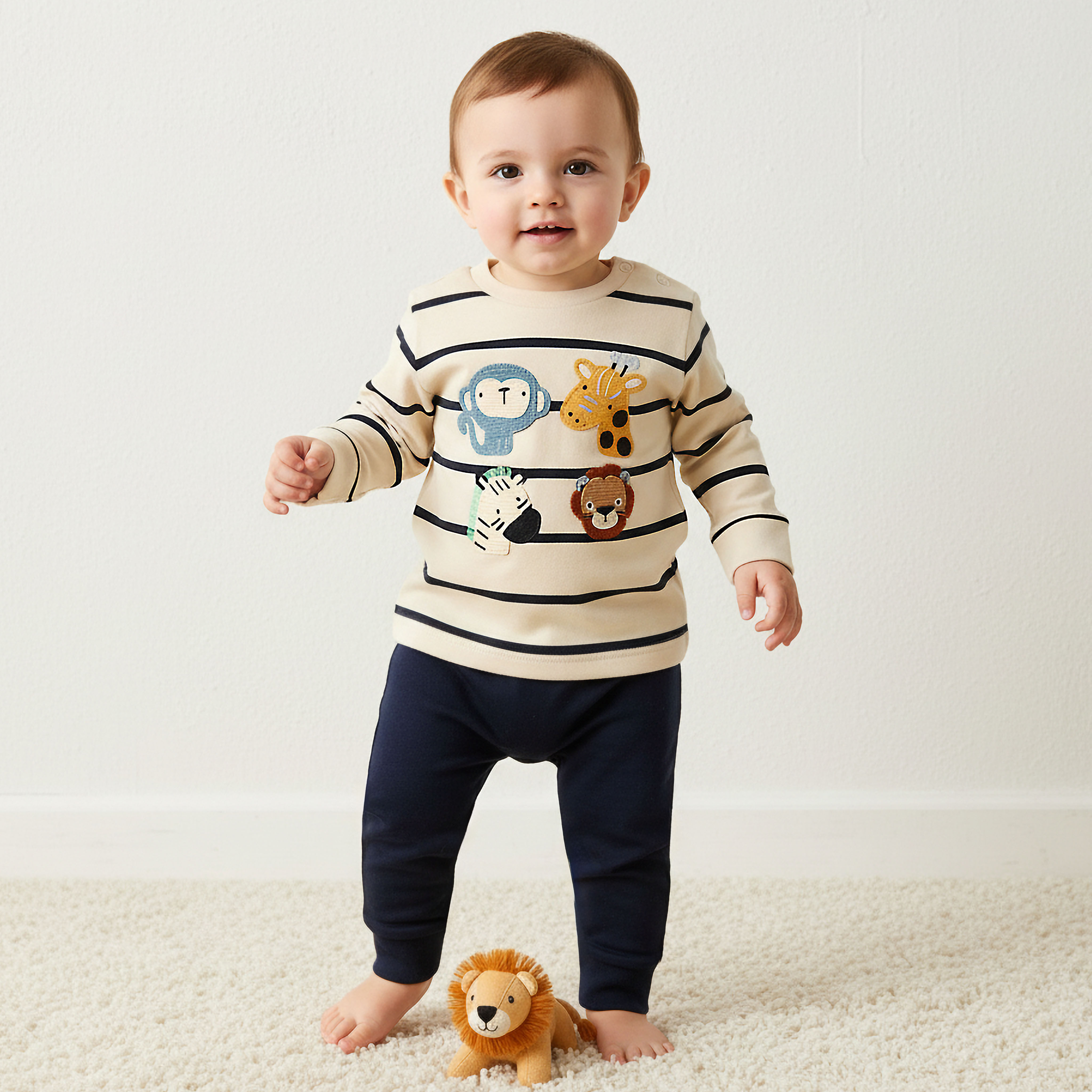 Juniors Cotton Long Sleeves Pyjama Set with Animal Applique-baby-boys-clothing-nightwear-pyjamasets-image-1