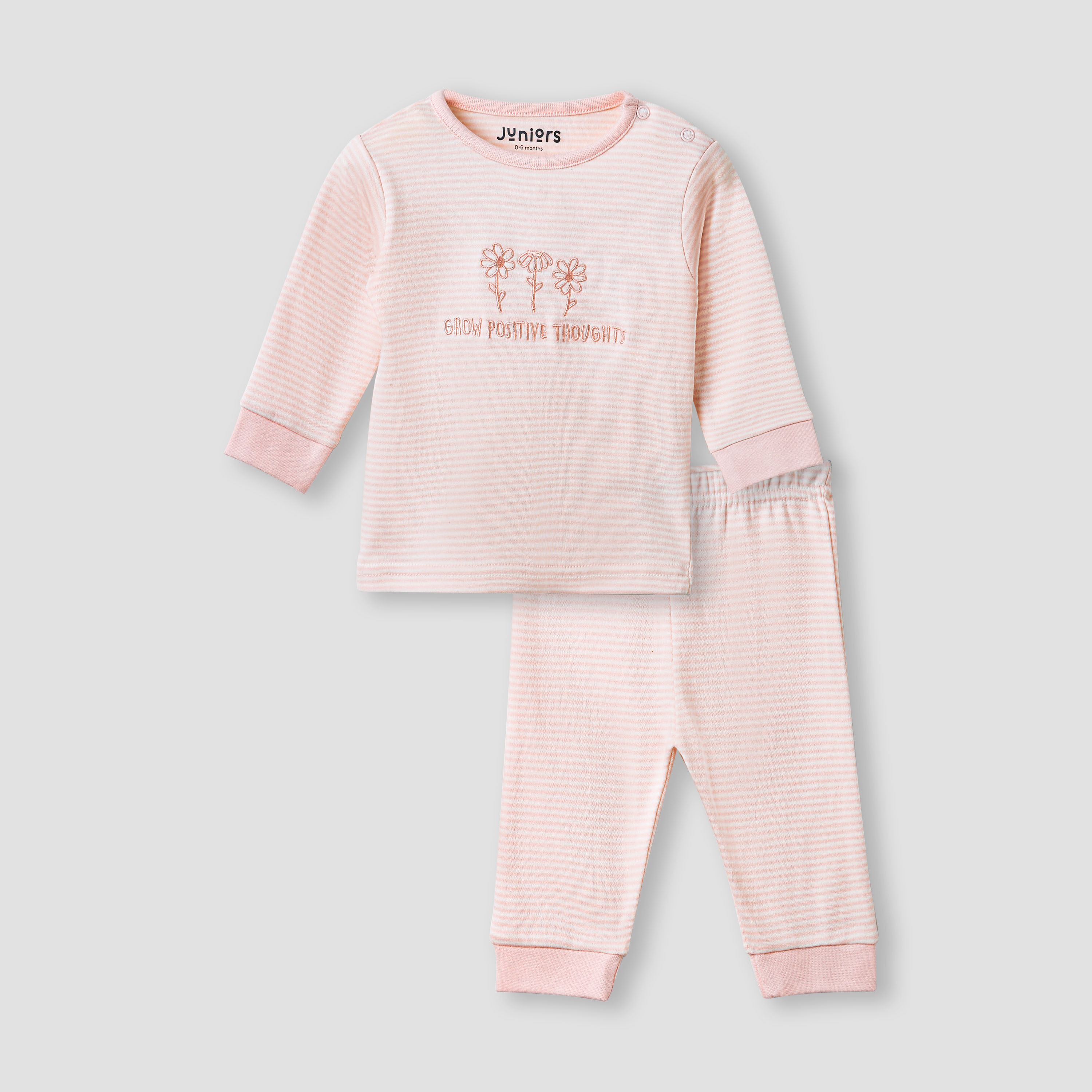Juniors Striped T-shirt and Pyjama Set-baby-girls-clothing-nightwear-pyjamasets-image-1