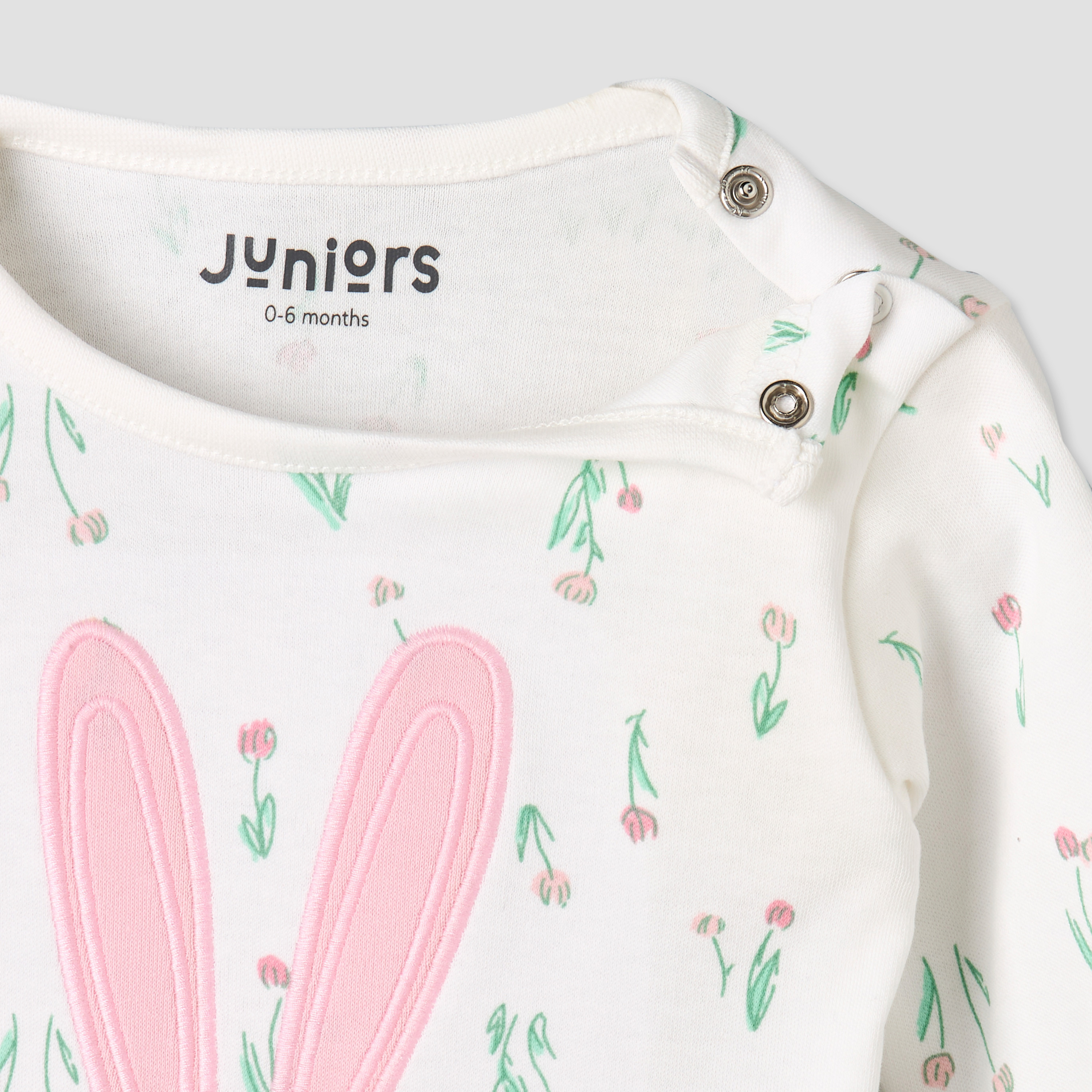 Juniors Cotton Long Sleeves Pyjama Set with Bunny Applique-baby-girls-clothing-nightwear-pyjamasets-image-5