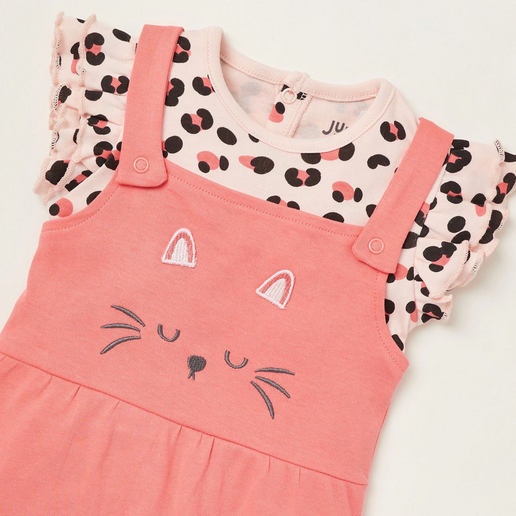 Juniors All-Over Printed T-shirt and Dungarees Set