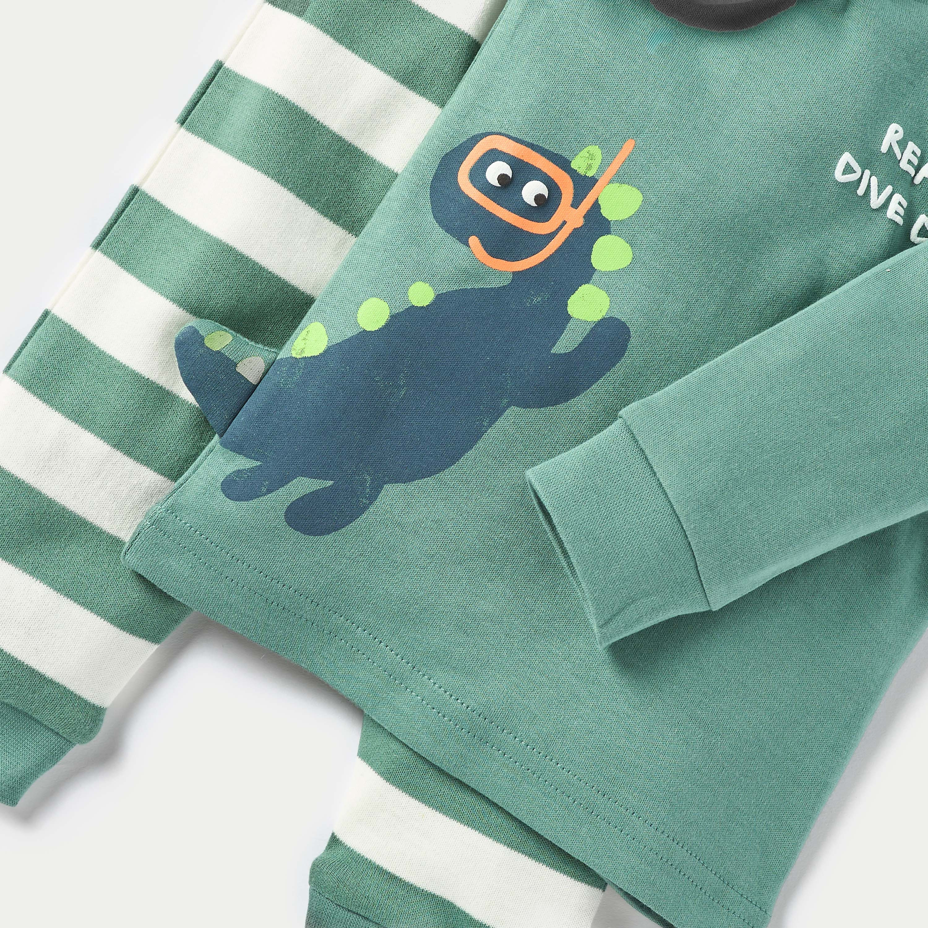 Juniors Dinosaur Print Long Sleeves T-shirt and Elasticated Pyjama Set-baby-boys-clothing-nightwear-pyjamasets-image-5