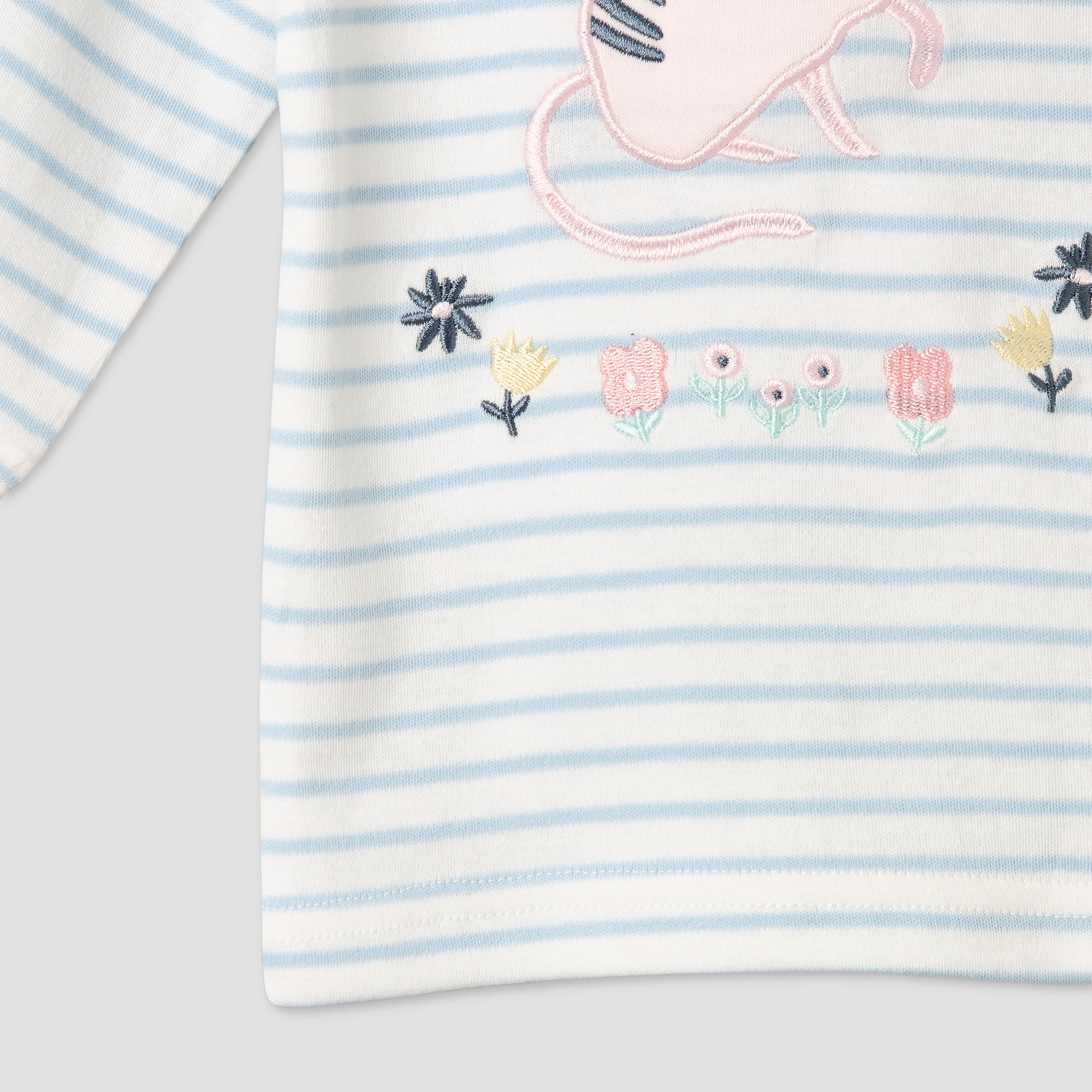 Juniors Cotton Round Neck Long Sleeves Pyjama Set with Cat Applique-baby-girls-clothing-nightwear-pyjamasets-image-6