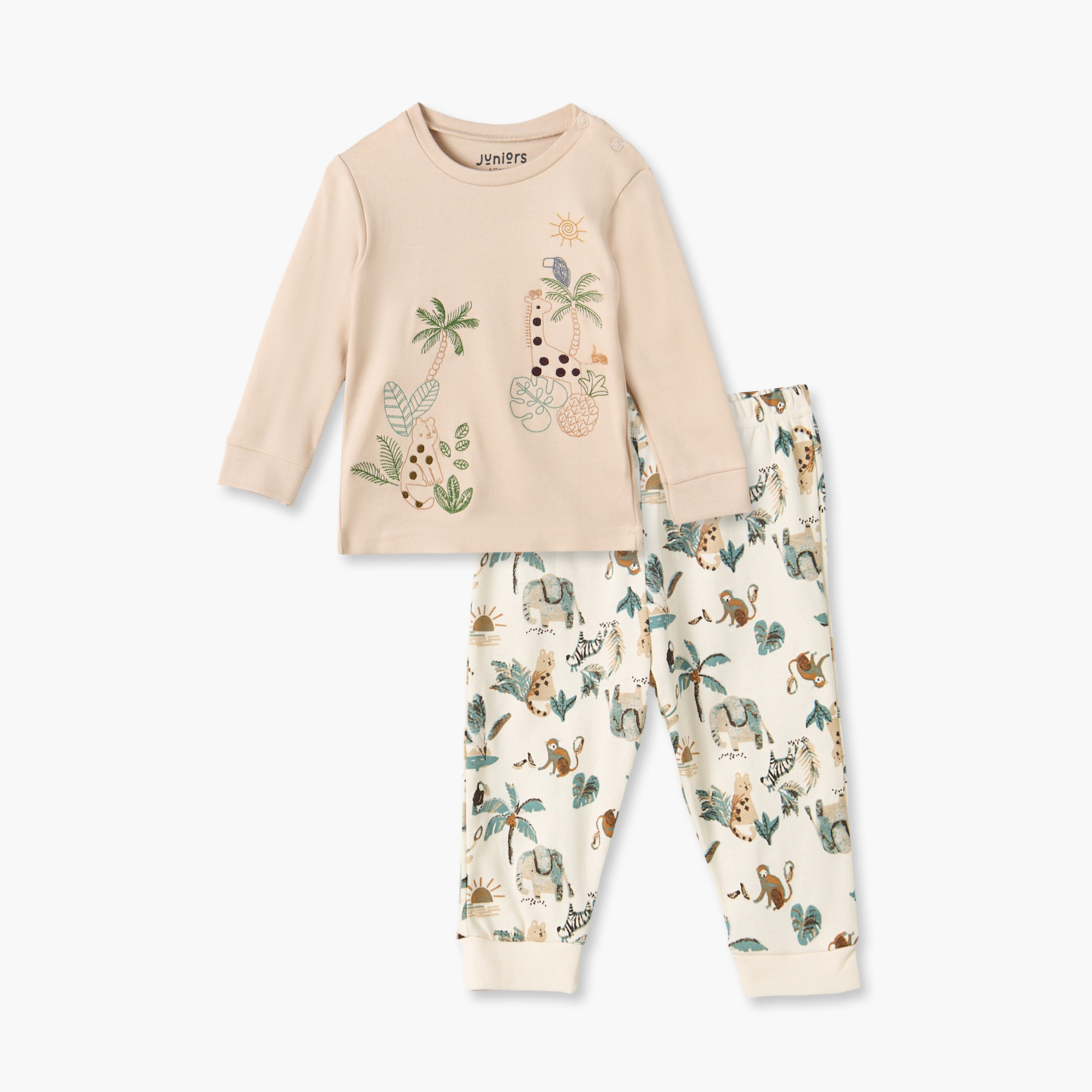 طقم بيجاما قطن برقبة ضيقة وأكمام طويلة وطبعات من جونيورز-baby-boys-clothing-nightwear-pyjamasets-image-2