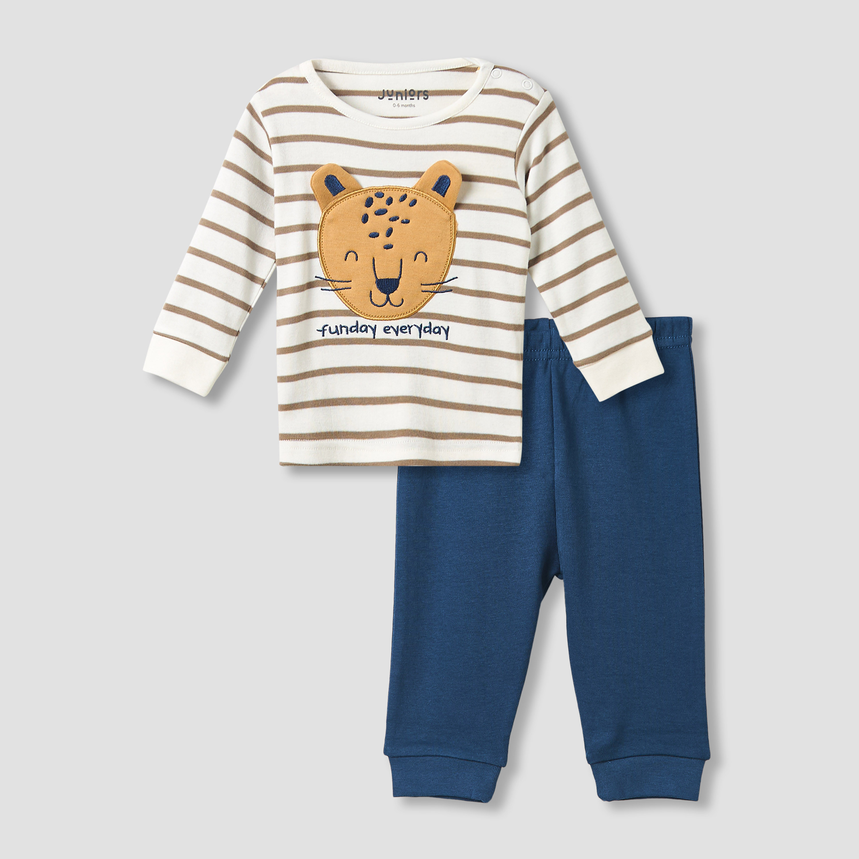 Juniors Cotton Long Sleeves Pyjama Set with Bunny Applique-baby-girls-clothing-nightwear-pyjamasets-image-1