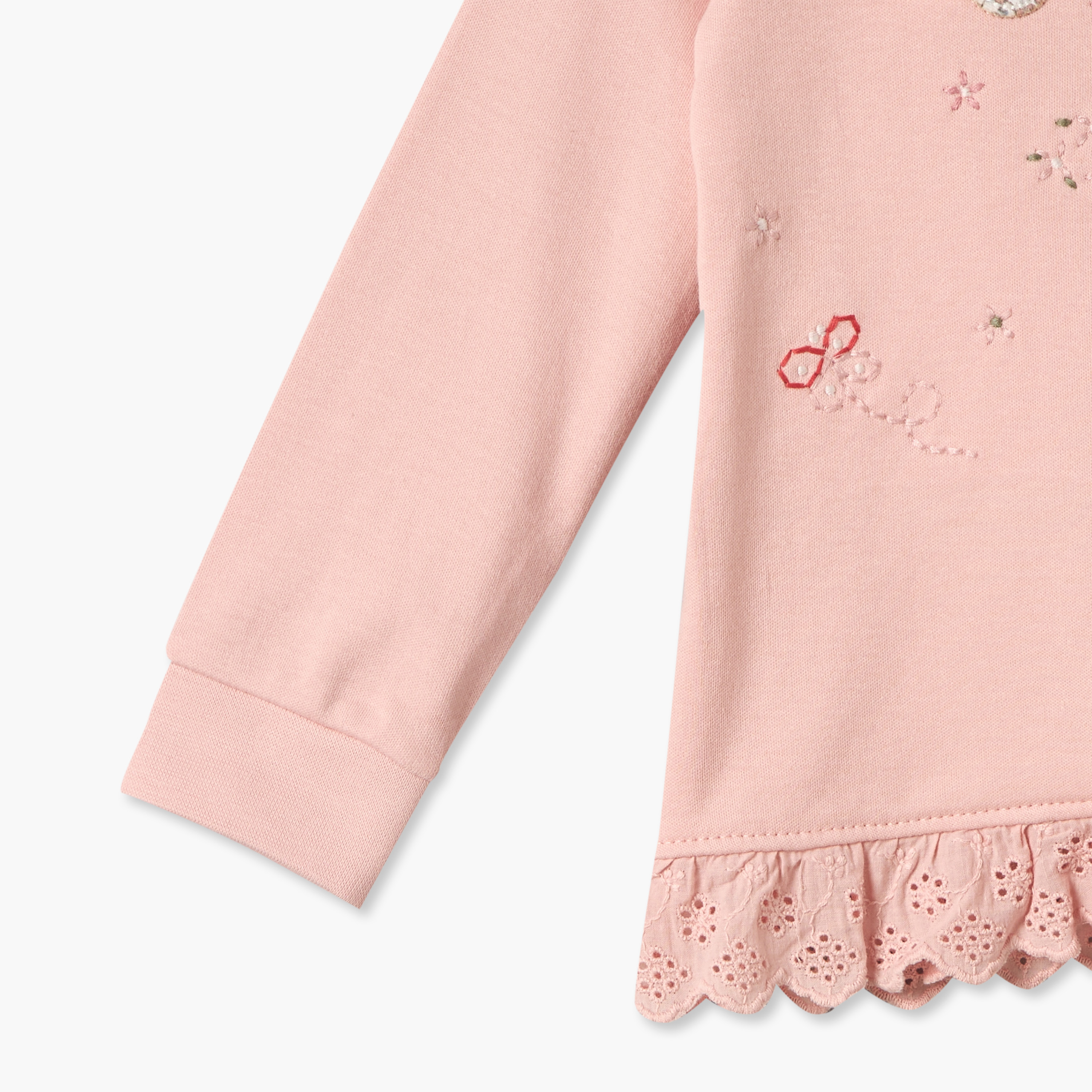 طقم بيجاما قطن بياقة مستديرة وأكمام طويلة بتطريزات زهور من جونيورز-baby-girls-clothing-nightwear-pyjamasets-image-7