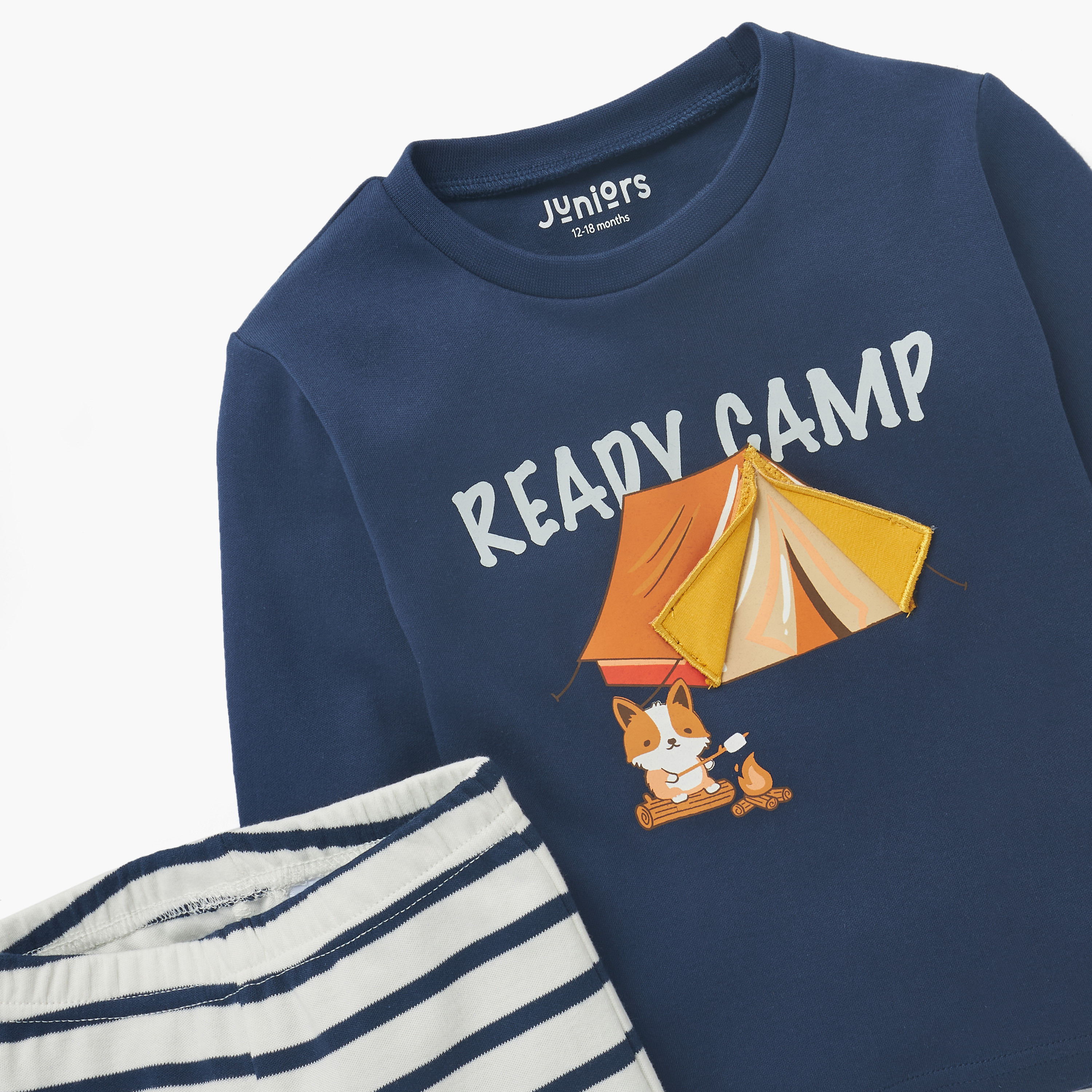 طقم بنطلون بيجاما مخطّط وتيشيرت بطبعات جرافيك من جونيورز-baby-boys-clothing-nightwear-pyjamasets-image-4