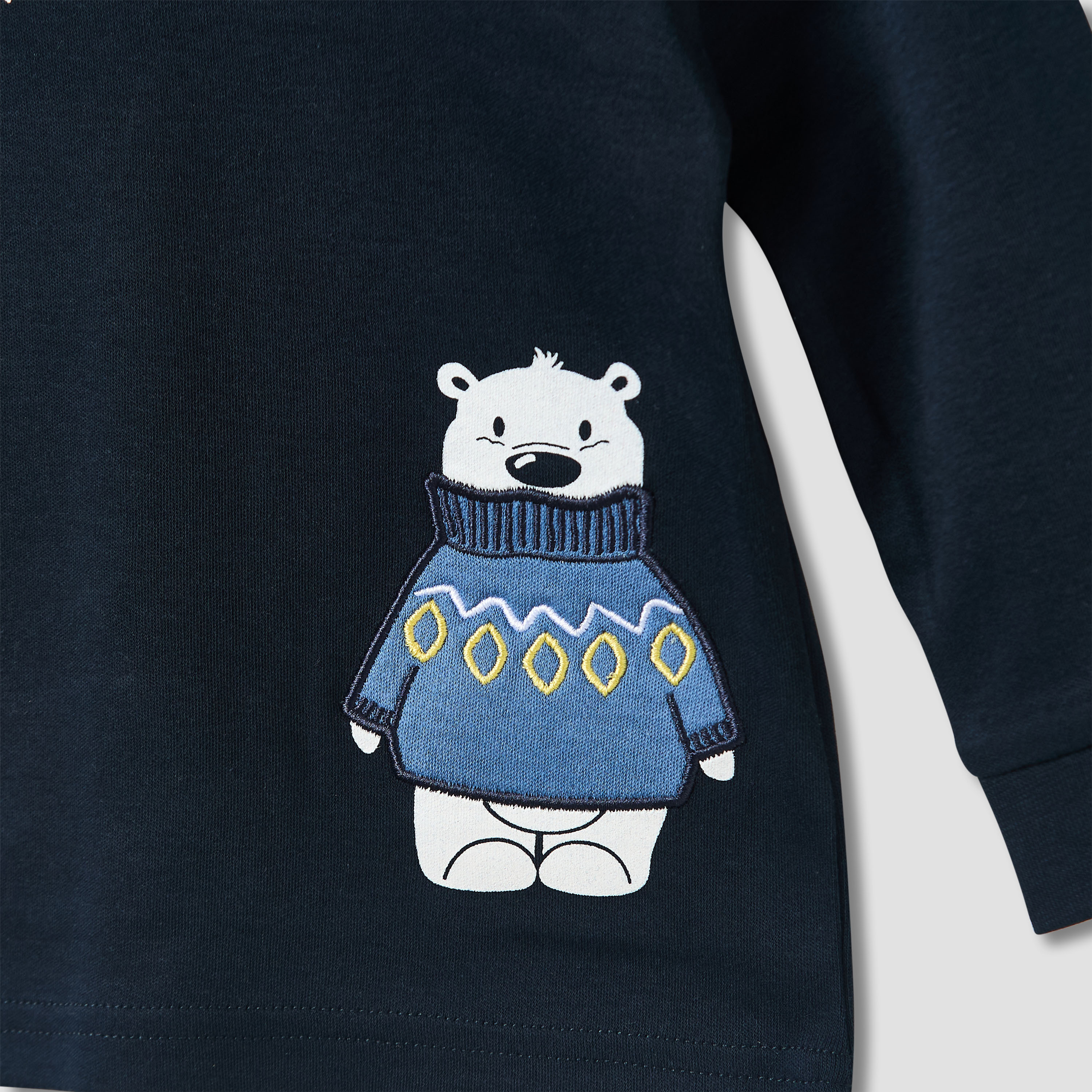 Juniors Cotton Long Sleeves Pyjama Set with Bunny Applique-baby-girls-clothing-nightwear-pyjamasets-image-4