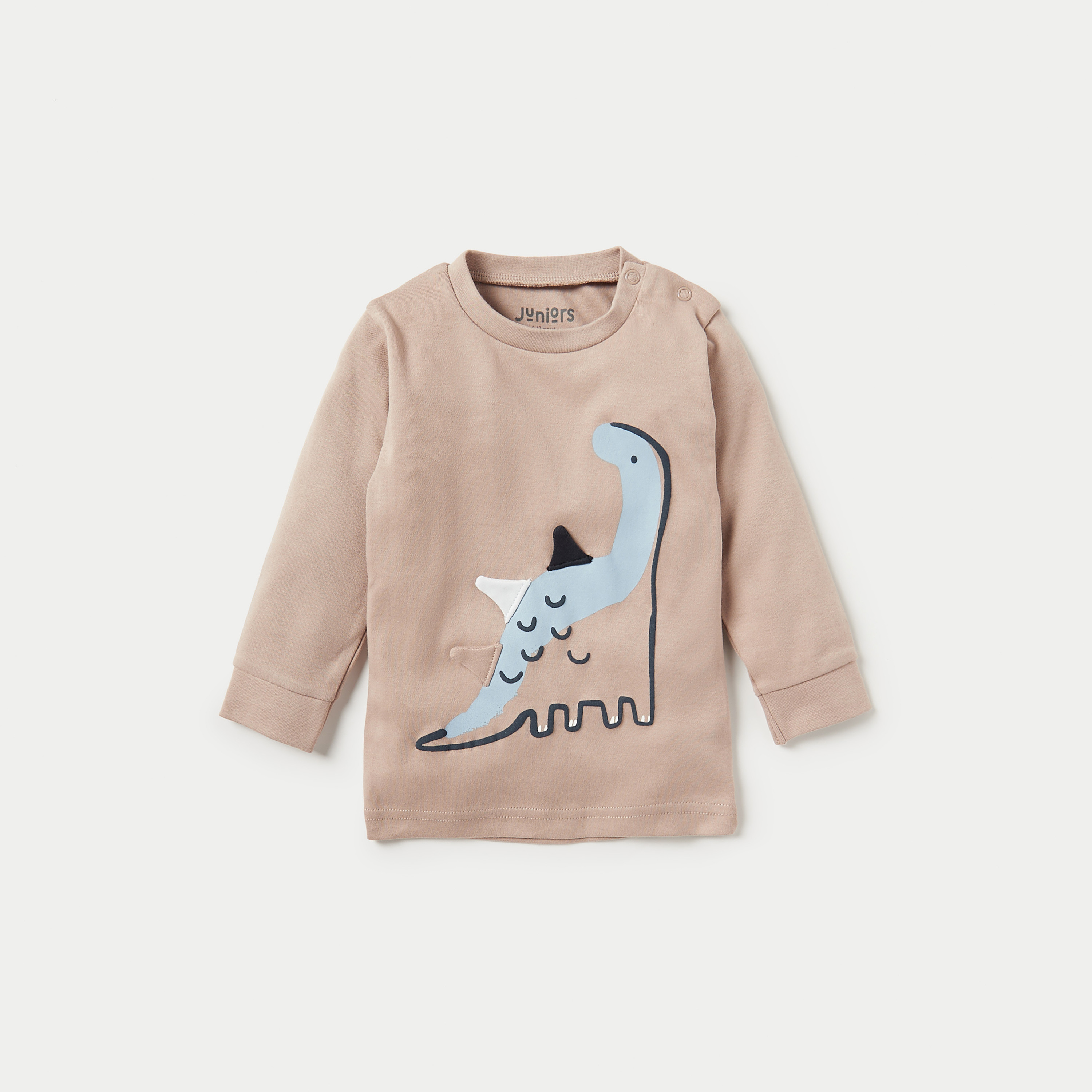 Juniors Dinosaur Applique Long Sleeves T-shirt and Pyjama Set-baby-boys-clothing-nightwear-pyjamasets-image-2