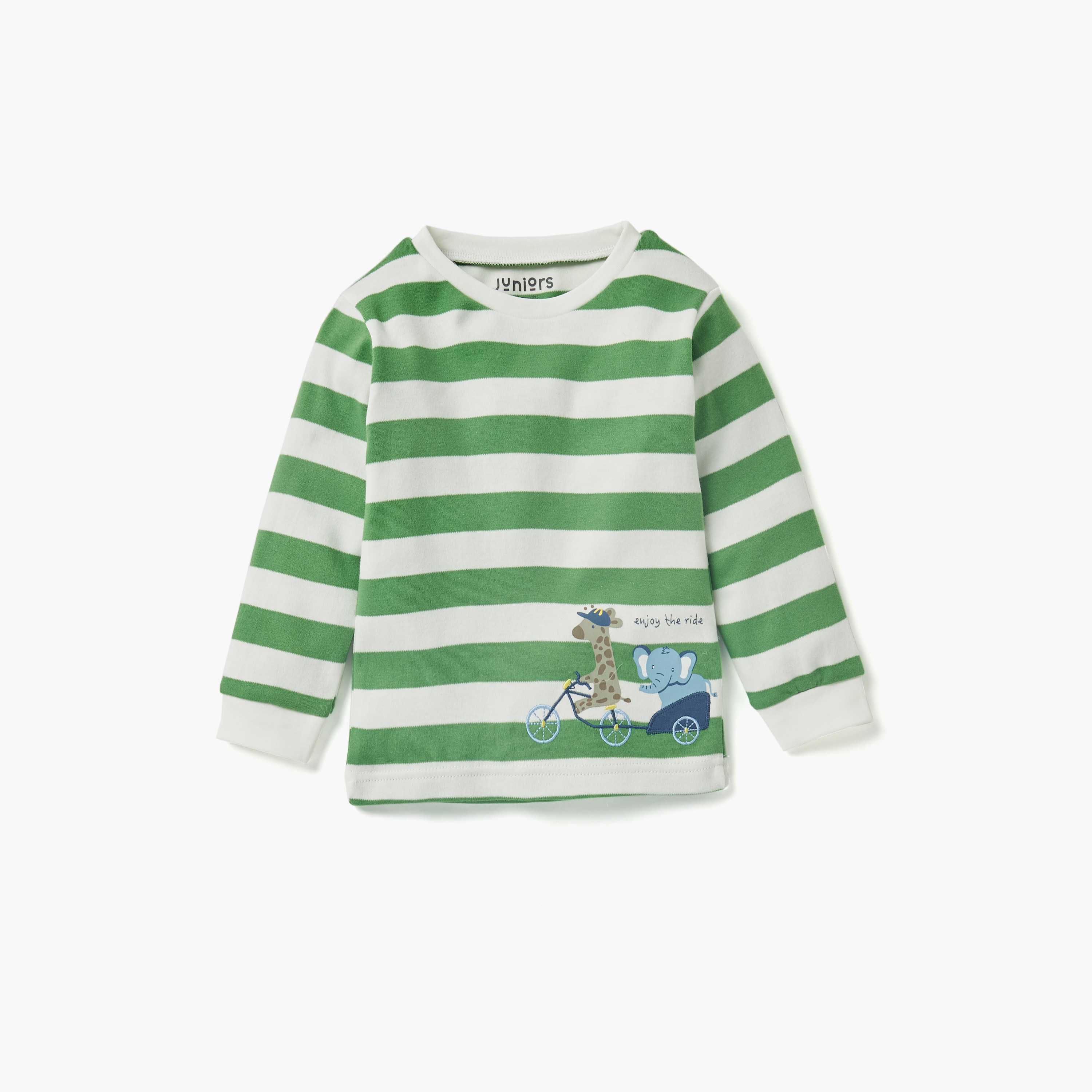 Juniors Graphic Print T-shirt and Solid Pyjama Set-baby-boys-clothing-nightwear-pyjamasets-image-2