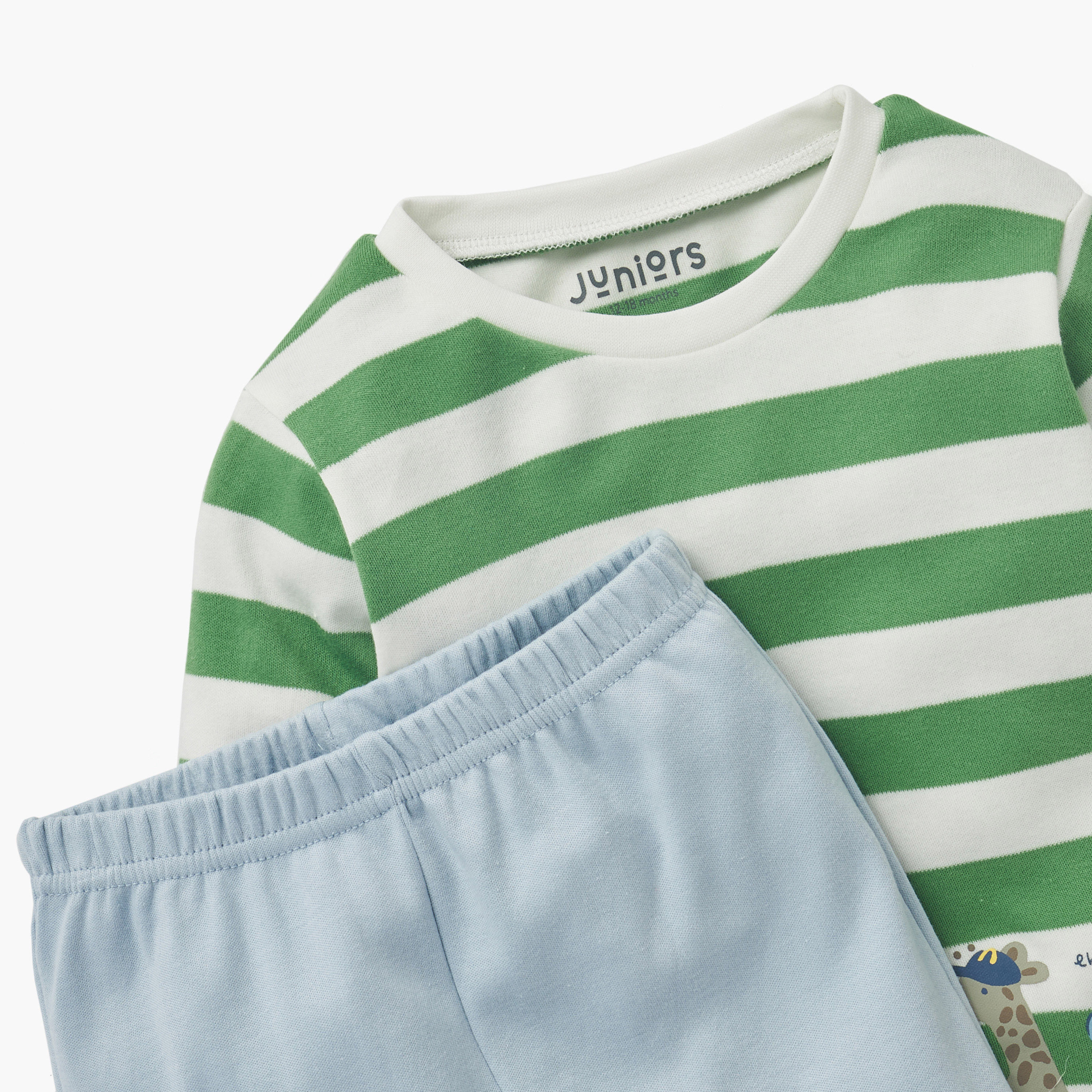 Juniors Graphic Print T-shirt and Solid Pyjama Set-baby-boys-clothing-nightwear-pyjamasets-image-4
