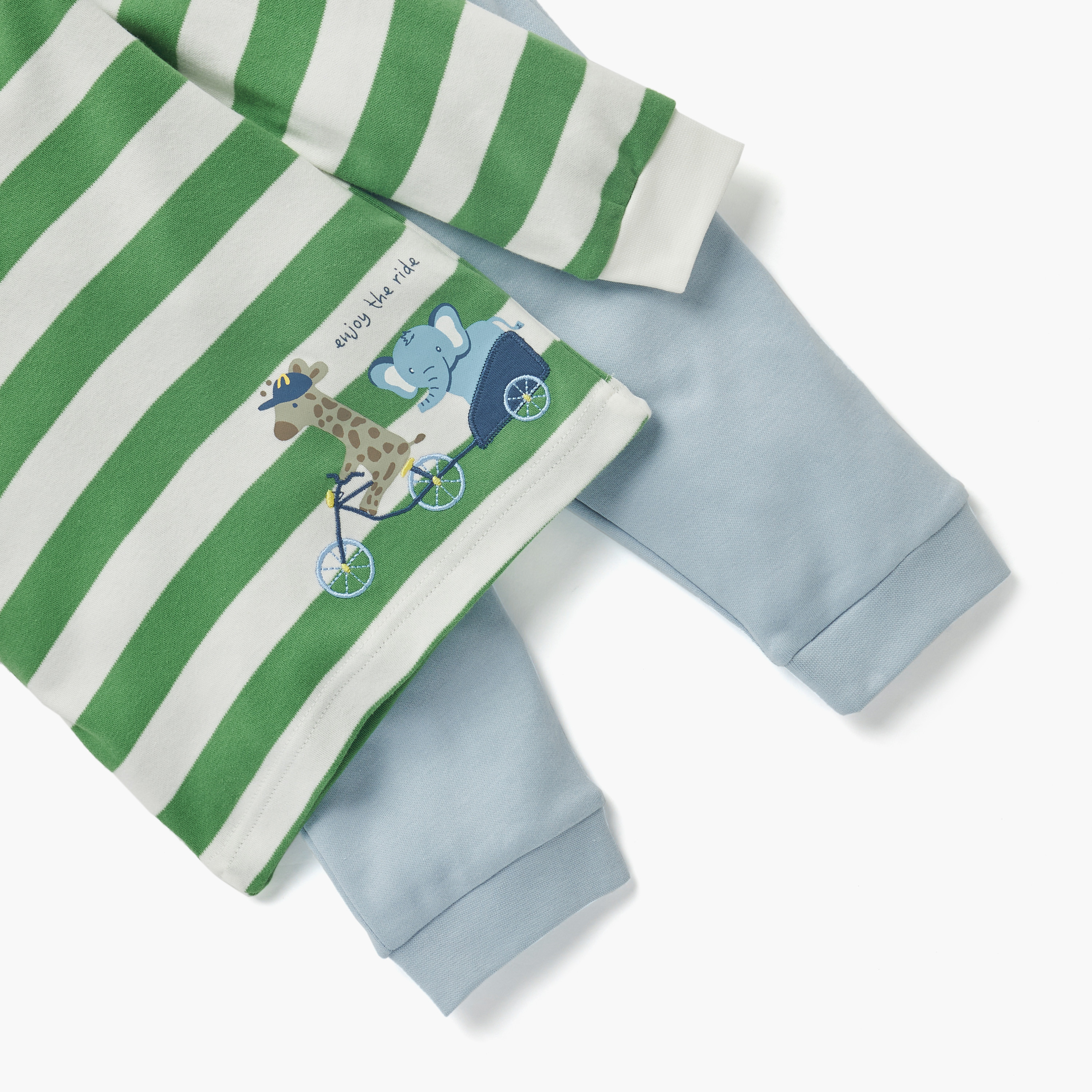 Juniors Graphic Print T-shirt and Solid Pyjama Set-baby-boys-clothing-nightwear-pyjamasets-image-5