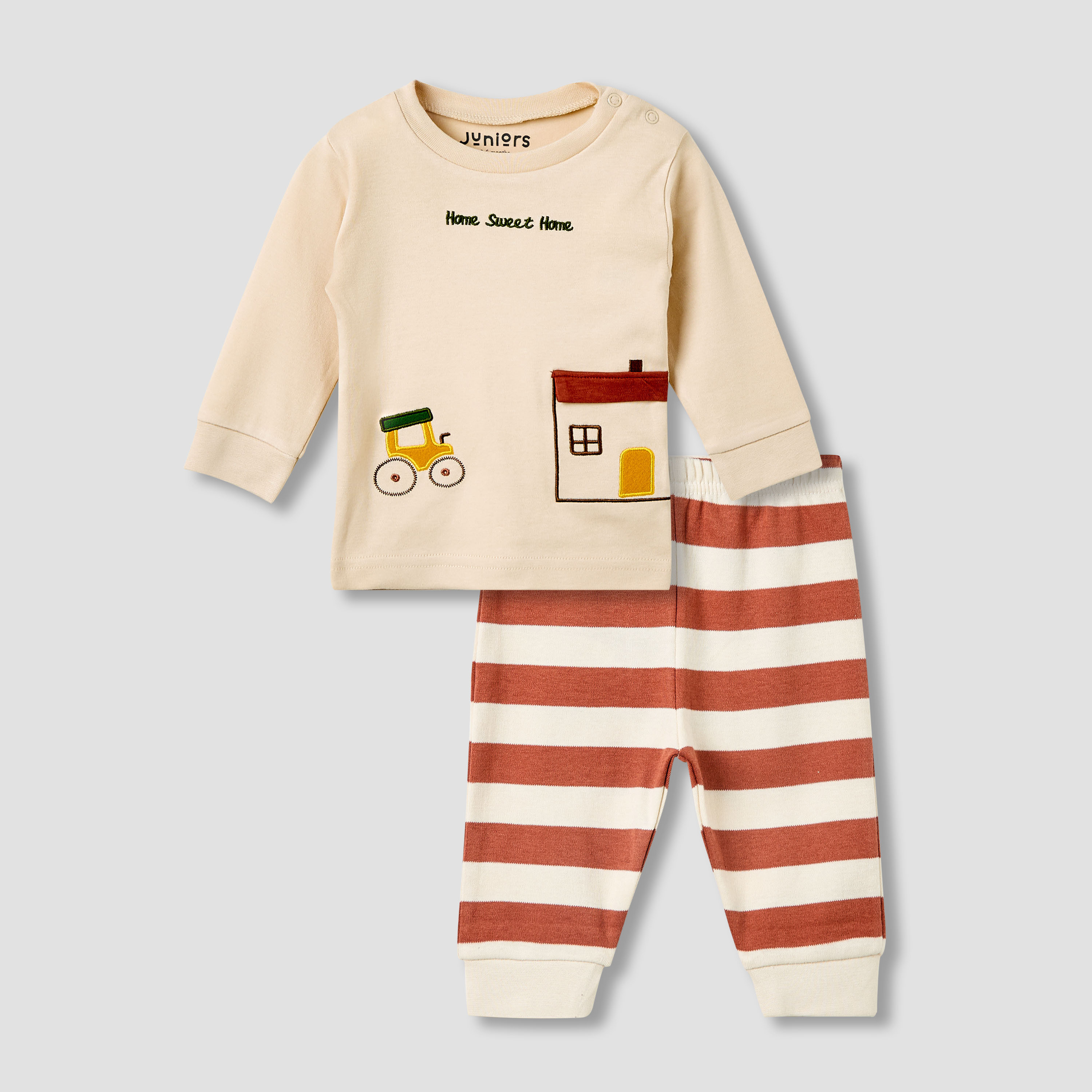 Juniors Pyjama Set with Embroidery - Cotton - Long Sleeves - Crew Neck-baby-boys-clothing-nightwear-pyjamasets-image-1