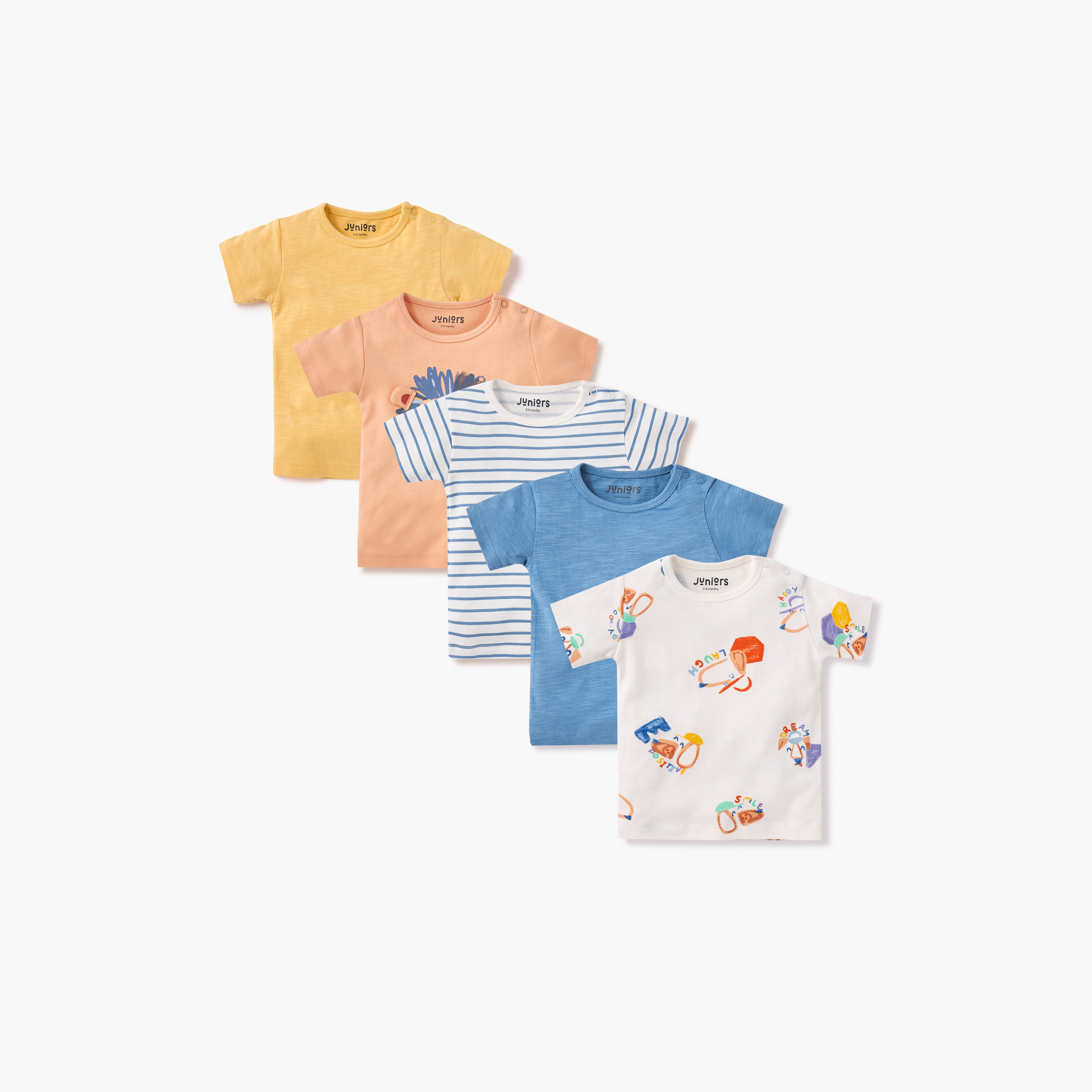 Juniors Assorted Printed T-shirt with Short Sleeves - Set of 5-baby-boys-clothing-tshirtsandpolos-image-1