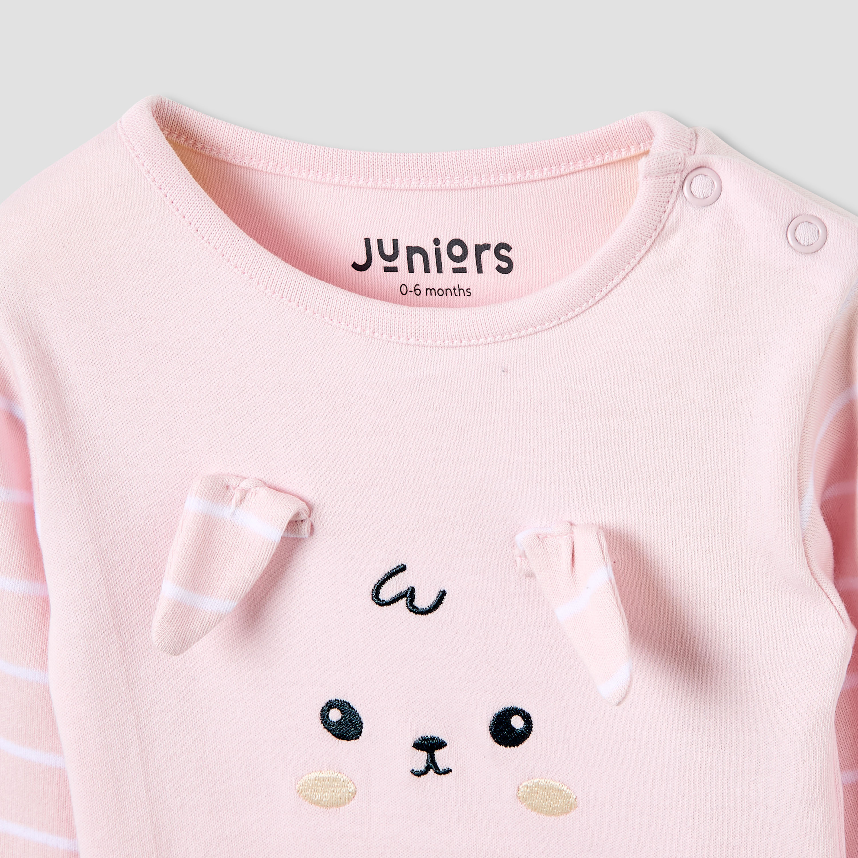 Juniors Cotton Long Sleeves Pyjama Set with Bunny Applique-baby-girls-clothing-nightwear-pyjamasets-image-4