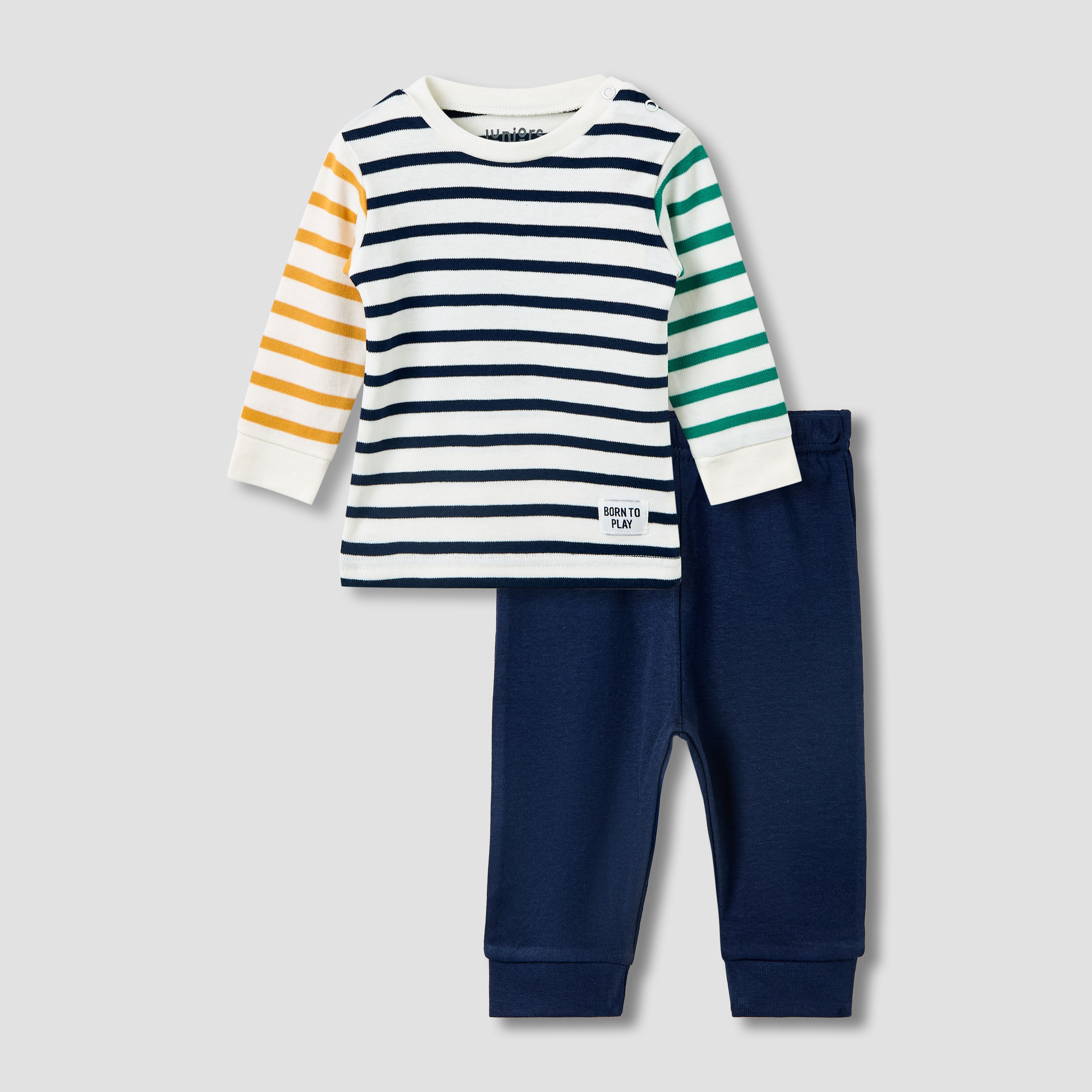 Juniors Pyjama Set with Stripes - Cotton - Long Sleeves - Round Neck-baby-boys-clothing-nightwear-pyjamasets-image-1