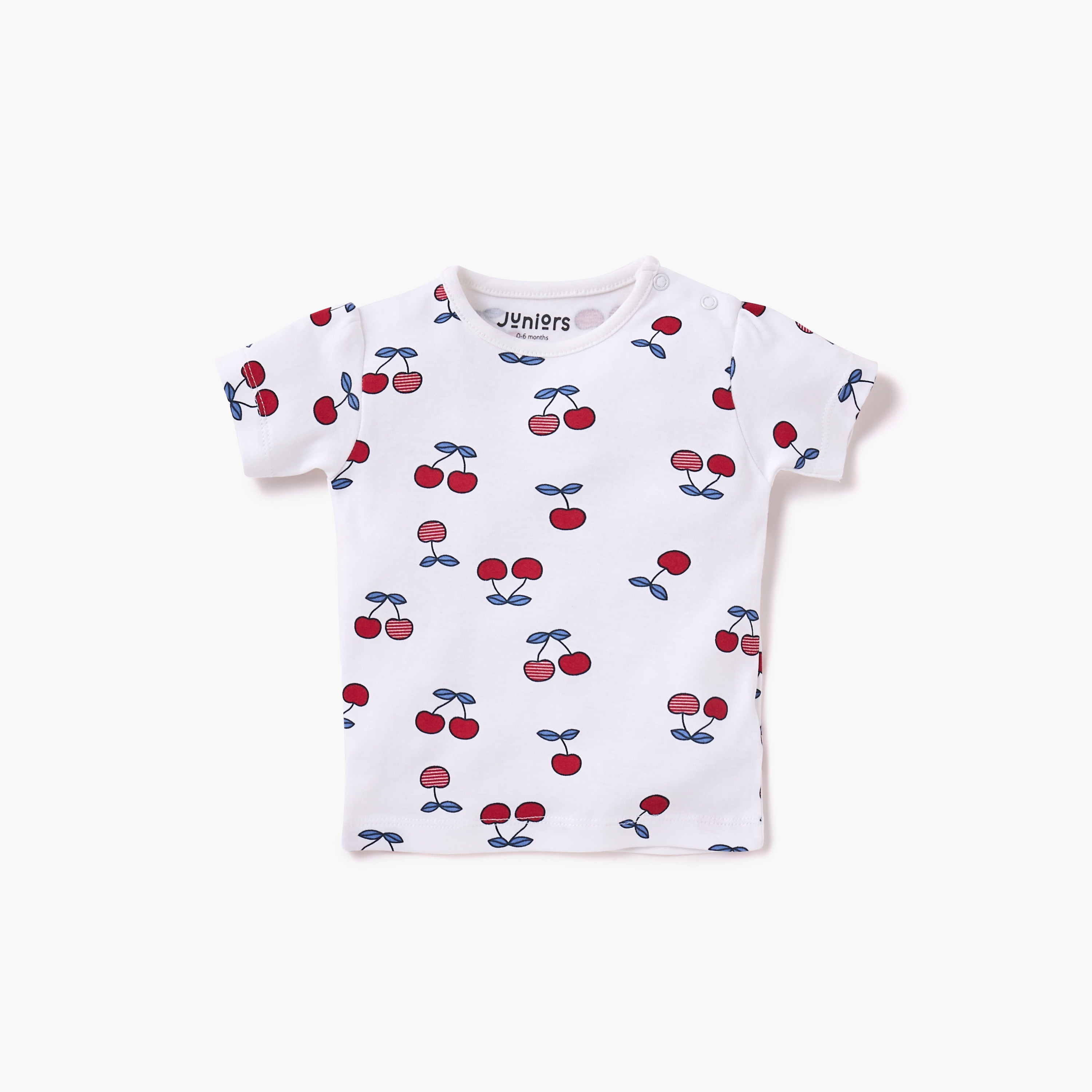 Juniors Assorted Printed Round Neck T-shirt with Short Sleeves - Set of 5-baby-girls-clothing-tshirts-image-5