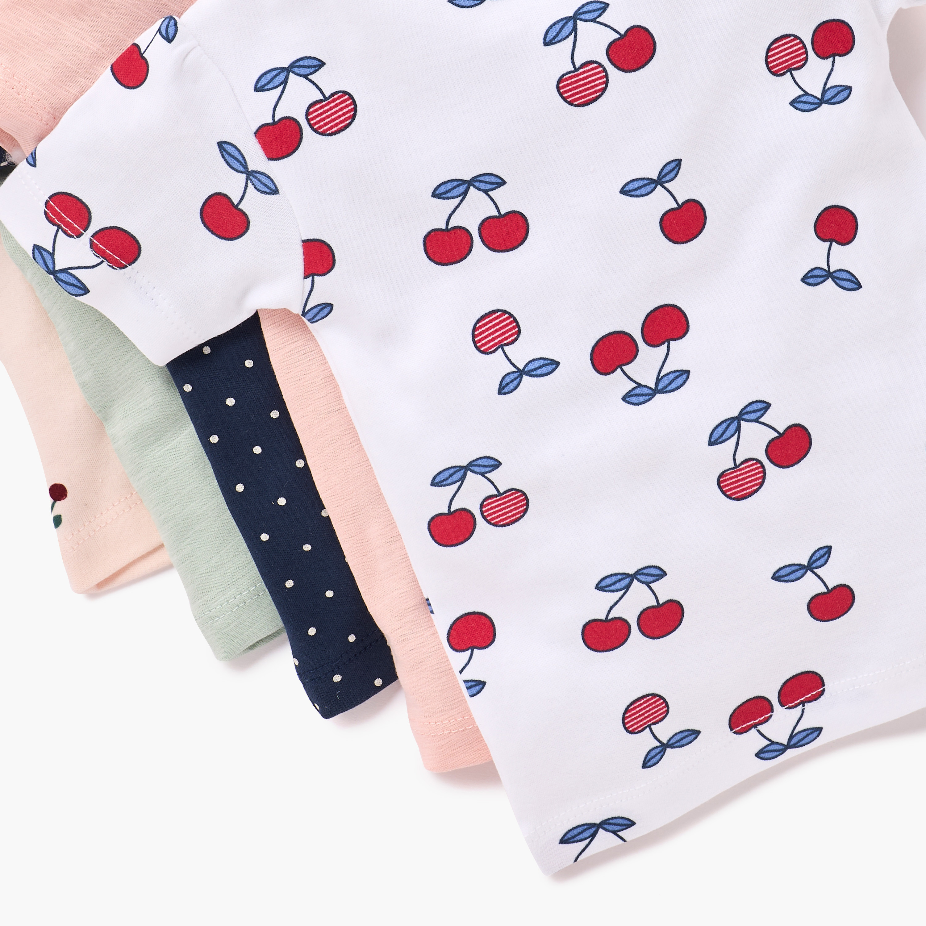 Juniors Assorted Printed Round Neck T-shirt with Short Sleeves - Set of 5-baby-girls-clothing-tshirts-image-8