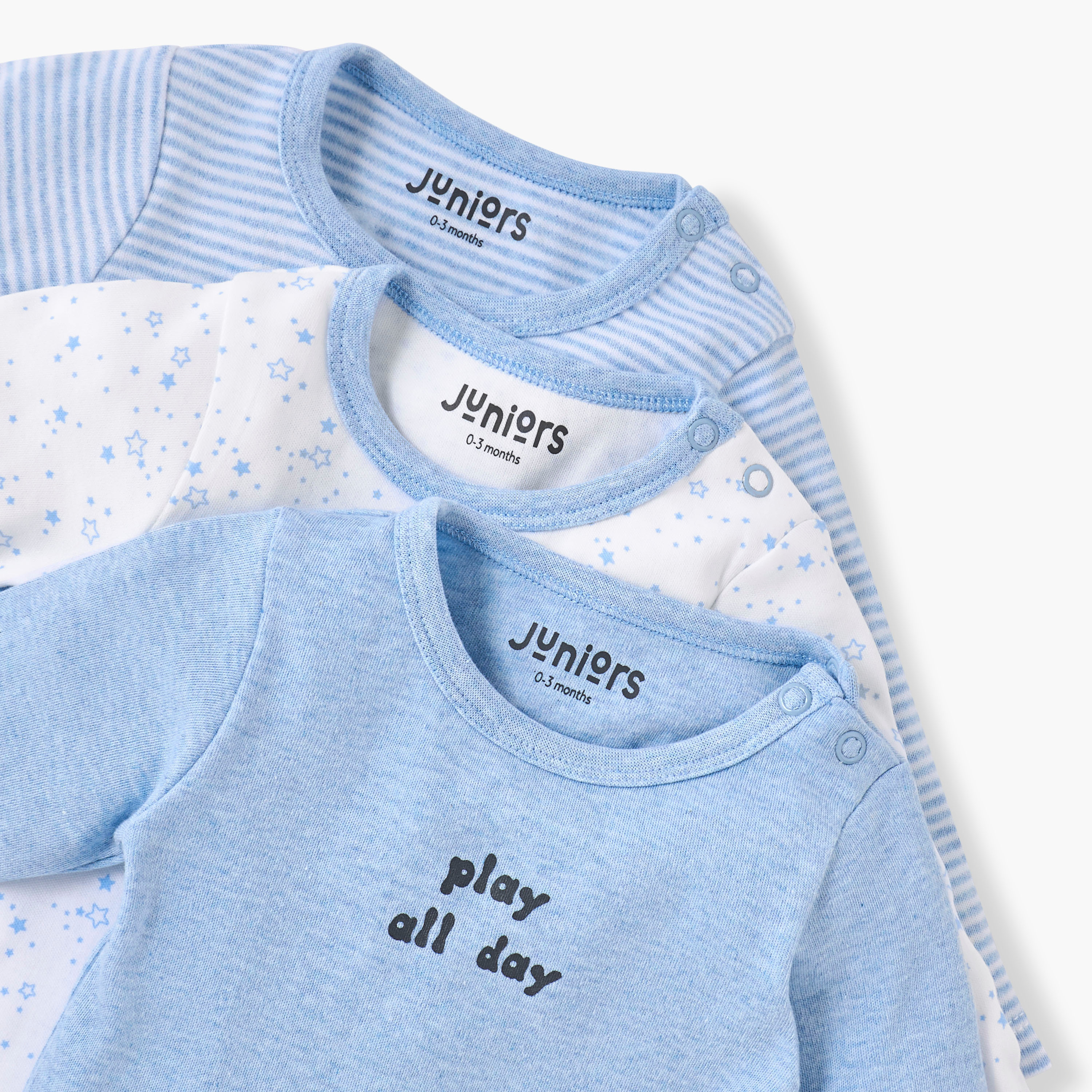 بودي سوت بطبعات وأكمام طويلة وأزرار إغلاق من جونيورز - طقم 3 قطع-baby-boys-clothing-bodysuits-image-5
