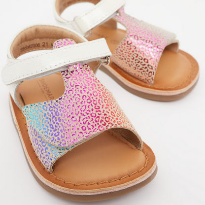 Printed Flat Sandals with Hook and Loop Closure-Baby Girl%27s Sandals-image-2