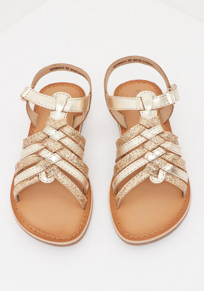 Cross Strap Sandals with Hook and Loop Closure-Girl%27s Sandals-image-1