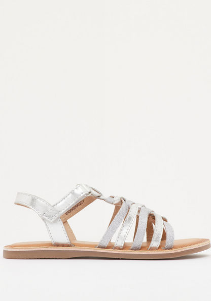 Cross Strap Sandals with Hook and Loop Closure-Girl%27s Sandals-image-0