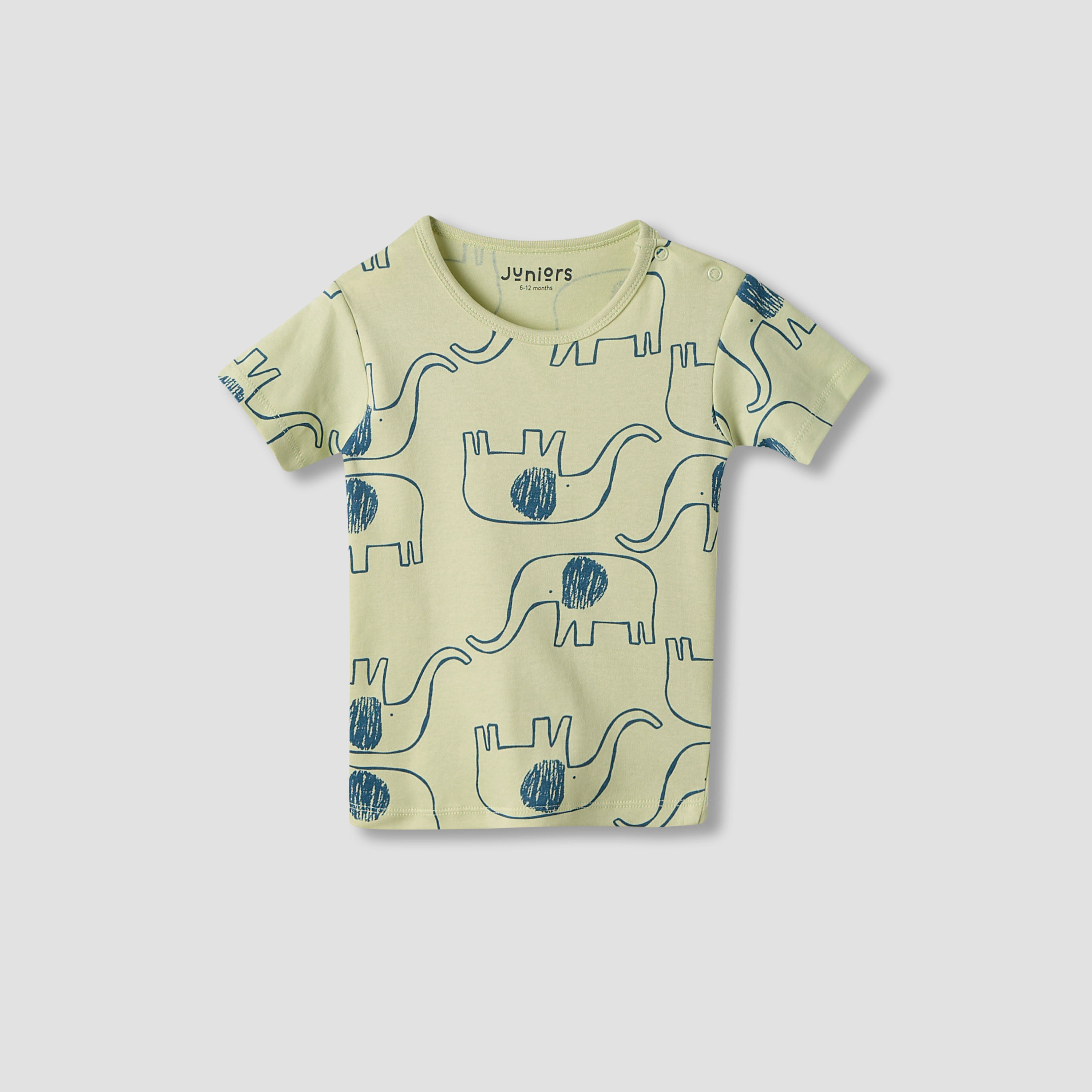 Juniors Girls Crew Neck T-shirt with Dinosaur Print - Cotton - Short Sleeves - Set of 5-baby-girls-clothing-multipacks-image-2