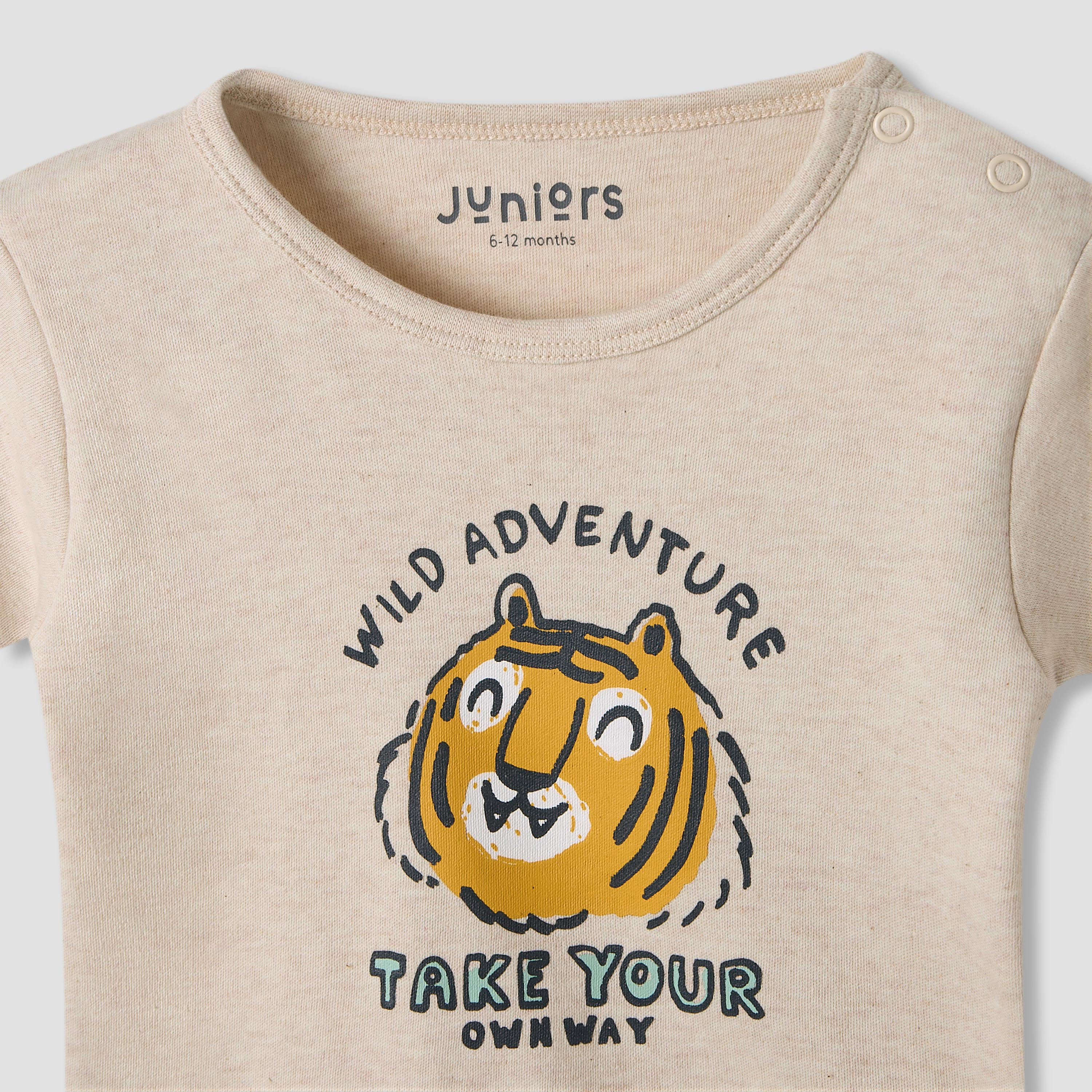 Juniors Girls Crew Neck T-shirt with Animal Print - Cotton - Short Sleeves - Set of 5-baby-girls-clothing-multipacks-image-7