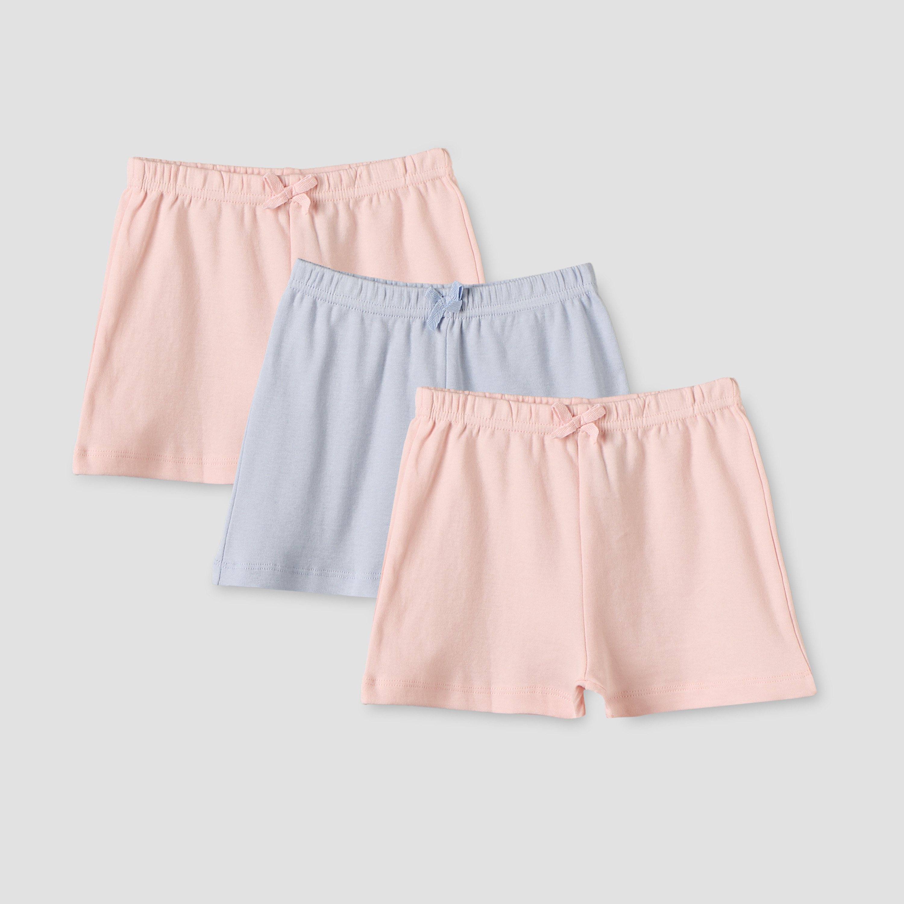 Pack of 3 Juniors Knee Length Elasticated Waist Shorts with Bow Accent-baby-girls-clothing-bottoms-shorts-image-1
