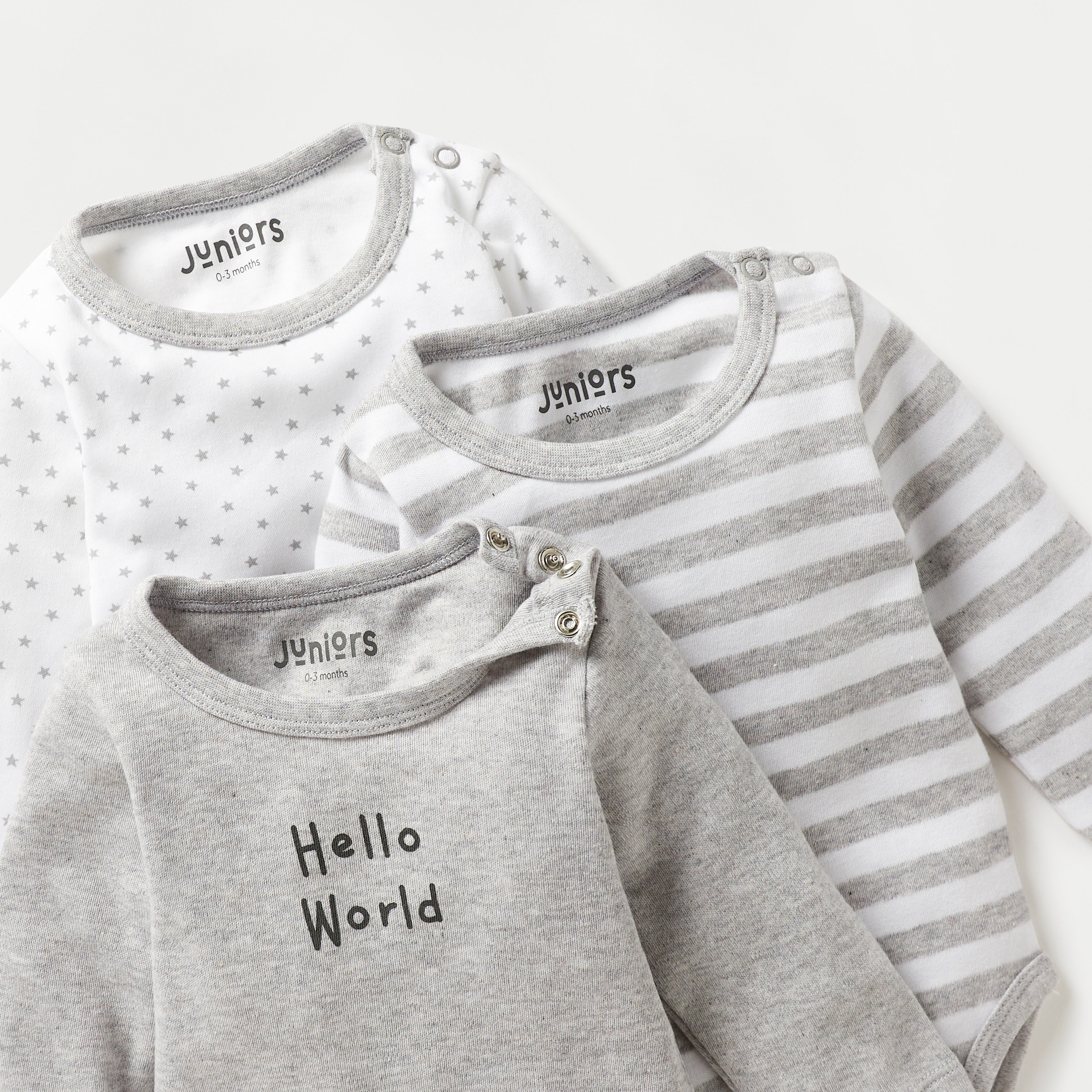 بودي سوت بأكمام طويلة وطبعات من جونيورز- طقم 3 قطع-baby-boys-clothing-bodysuits-image-5