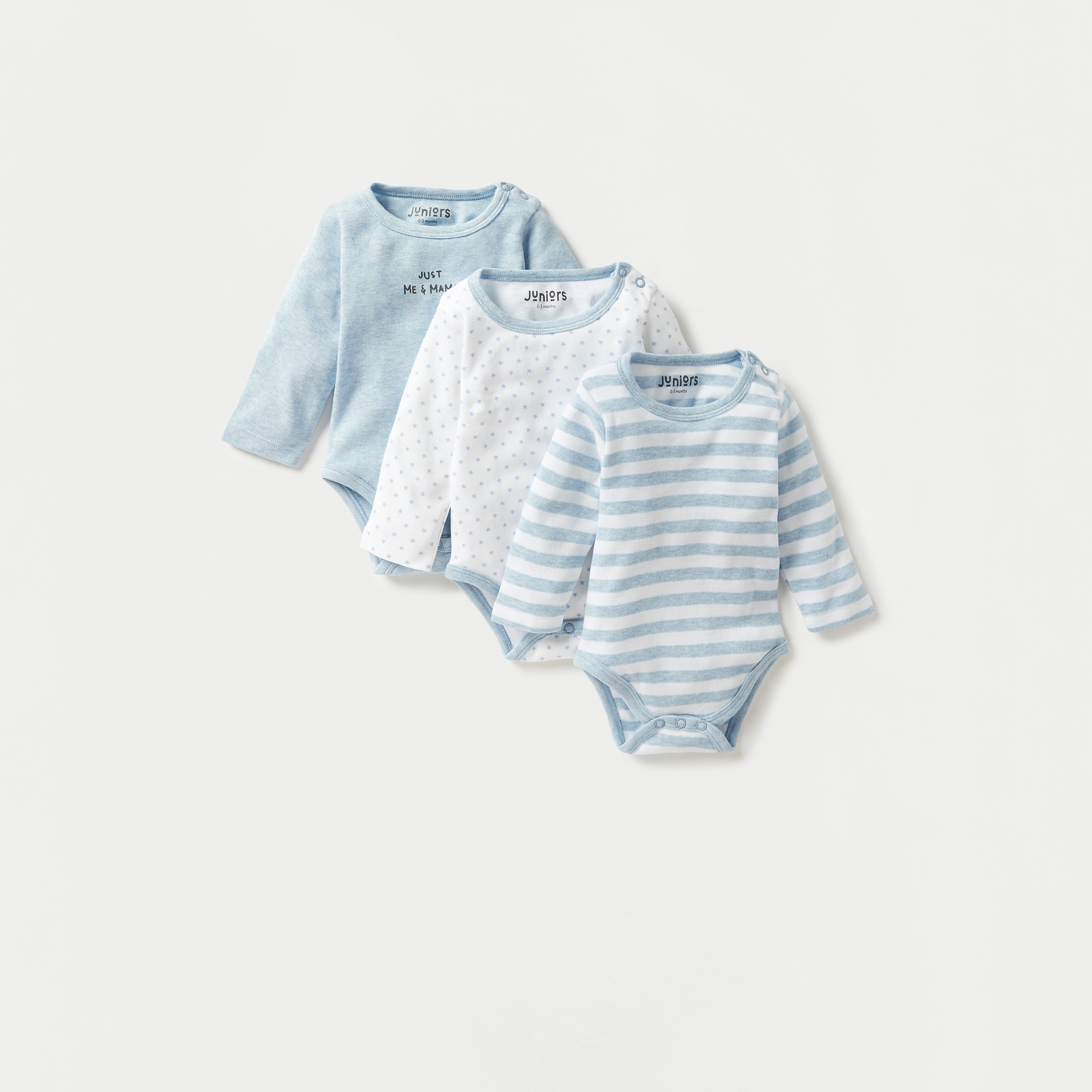 Juniors Printed Bodysuit with Long Sleeves - Set of 3-baby-boys-clothing-bodysuits-image-1